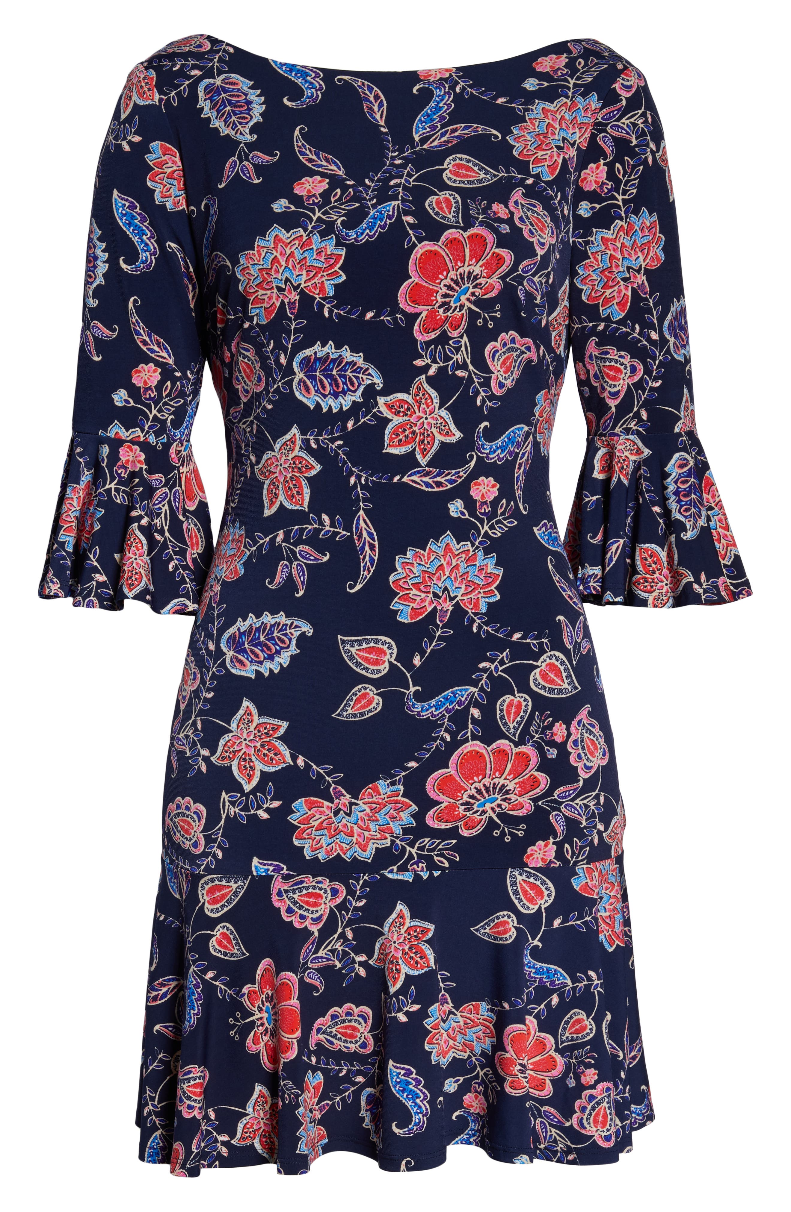 Petite Eliza J Bell Sleeve Sheath Dress, Blue