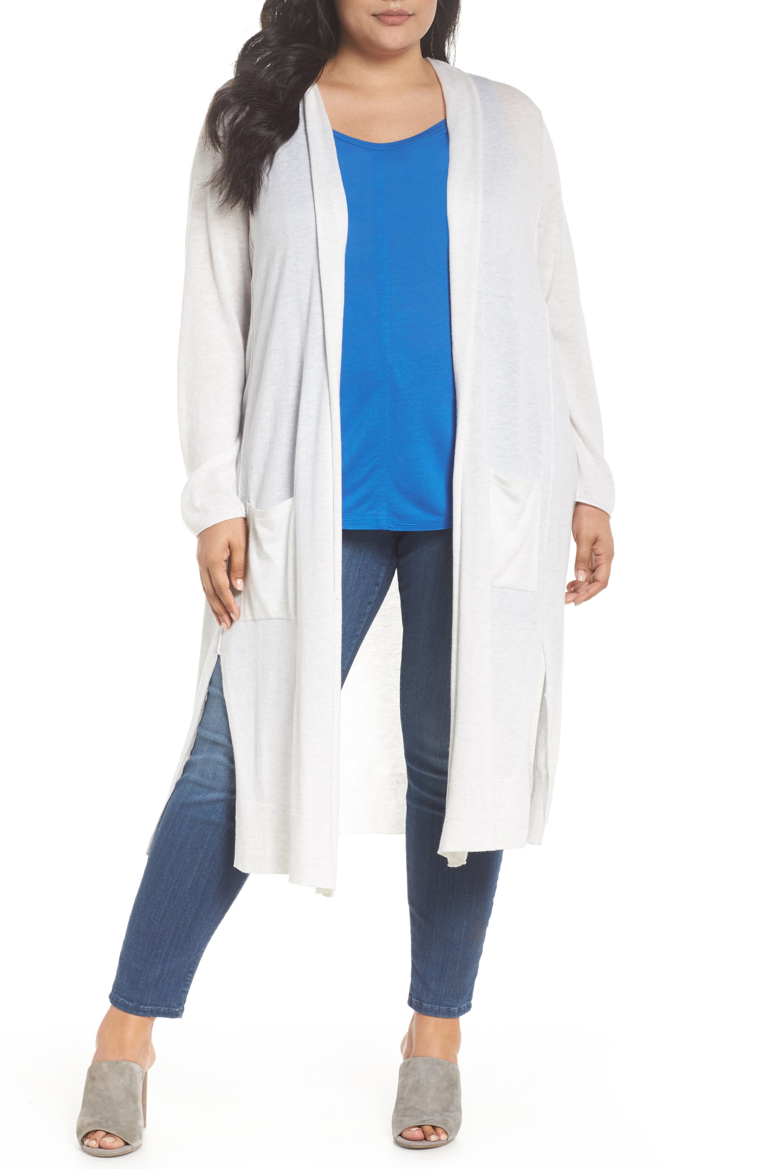 Plus Size Nic+Zoe Traveler Long Cardigan, Beige