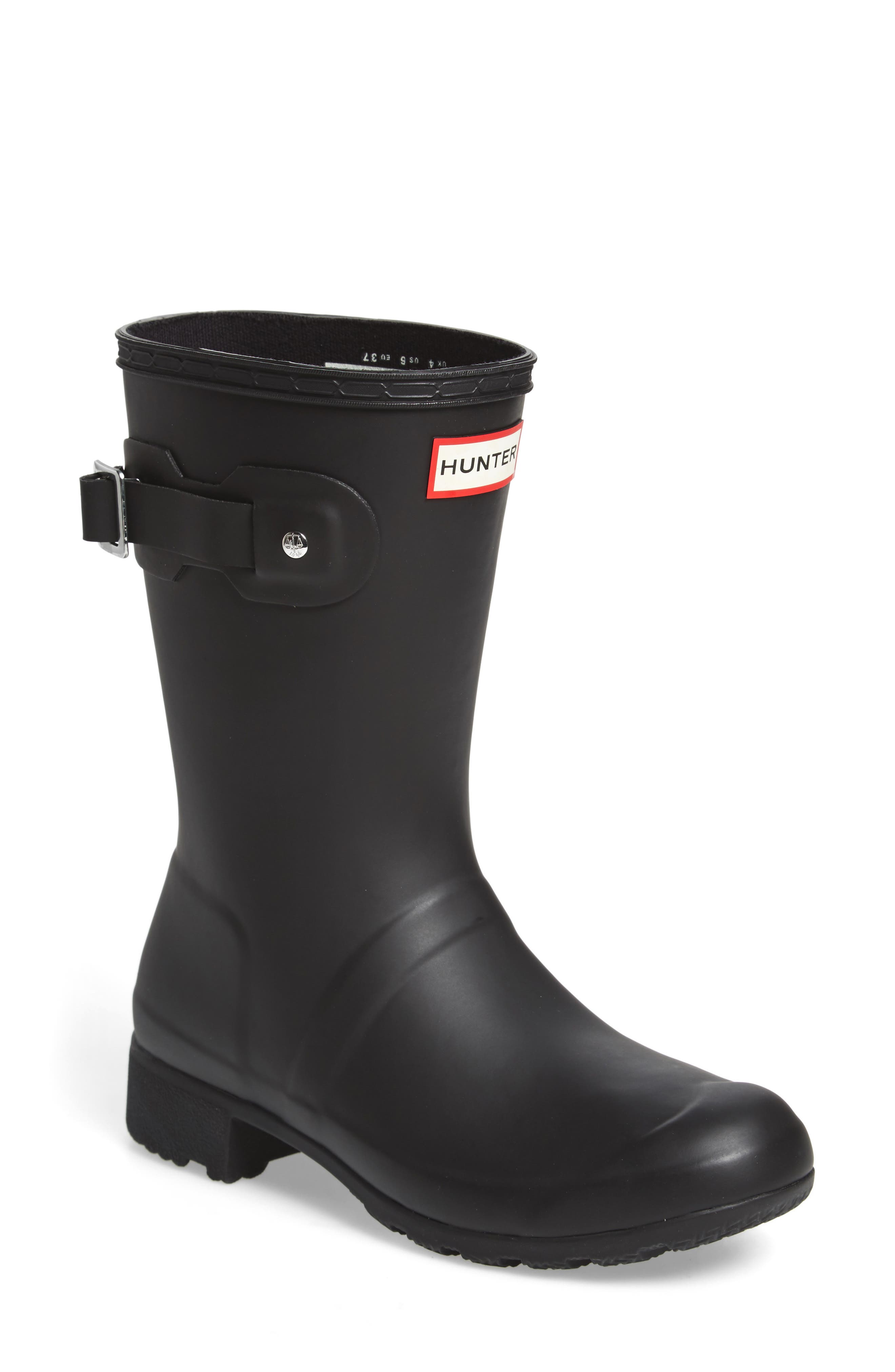 Hunter Original Tour Short Packable Rain Boot, Black