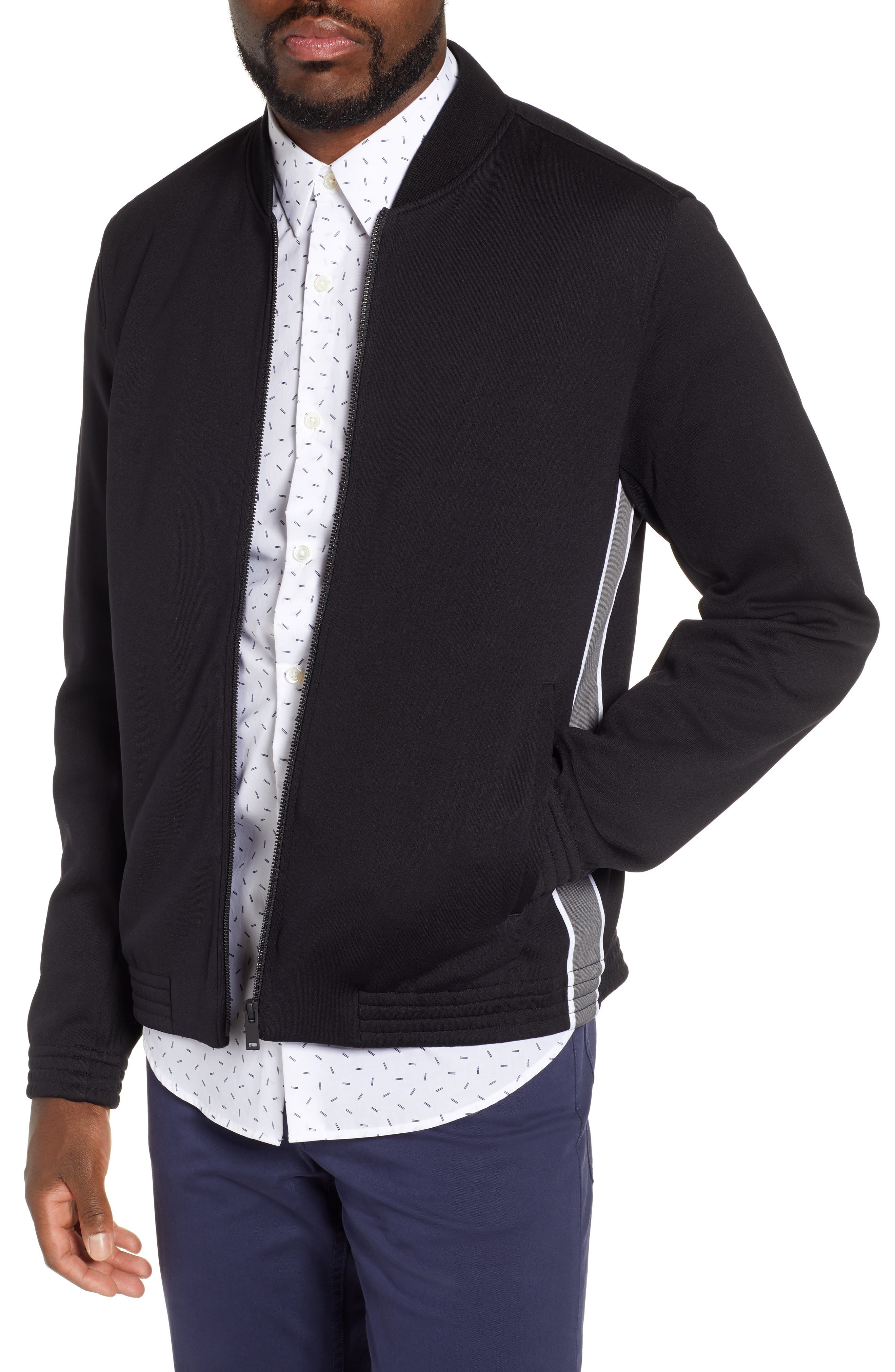 UPC 190789779836 product image for Men's Theory Classon Bomber Jacket, Size Large - Black | upcitemdb.com