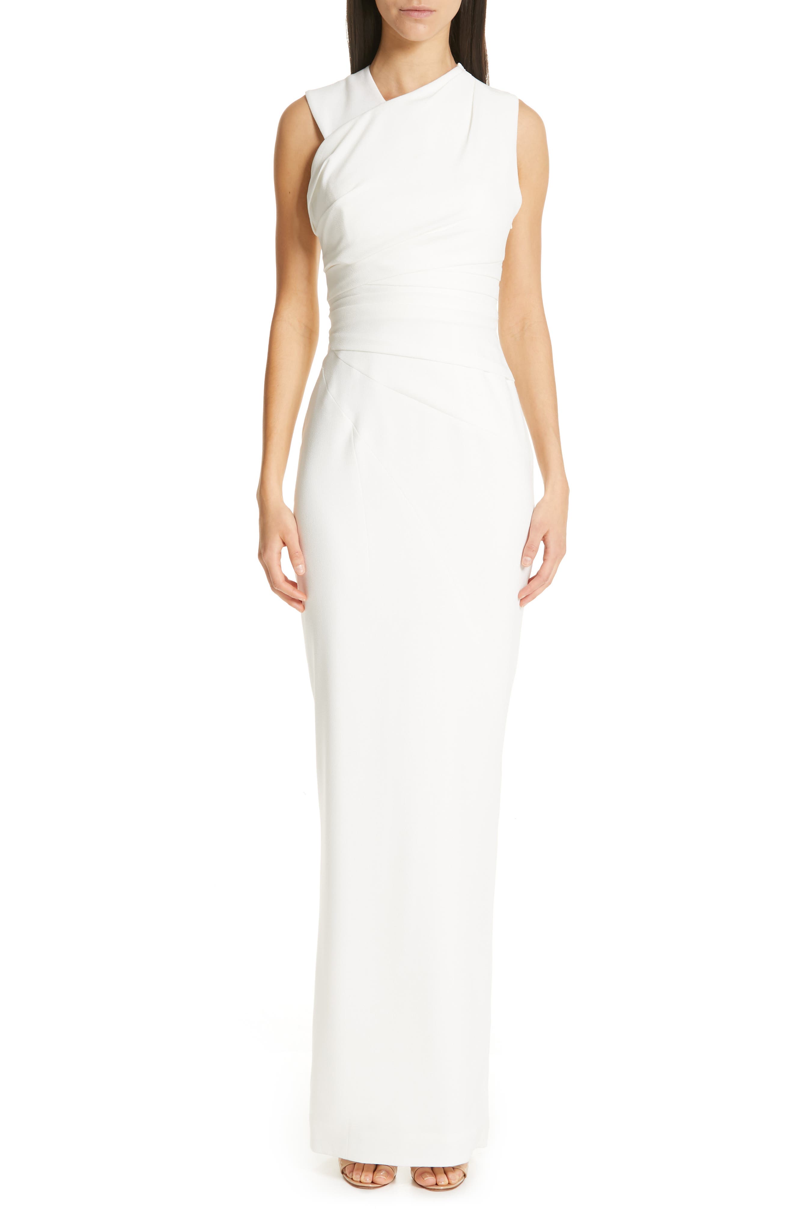 Rachel Gilbert Atlas Stretch Crepe Gown, Ivory
