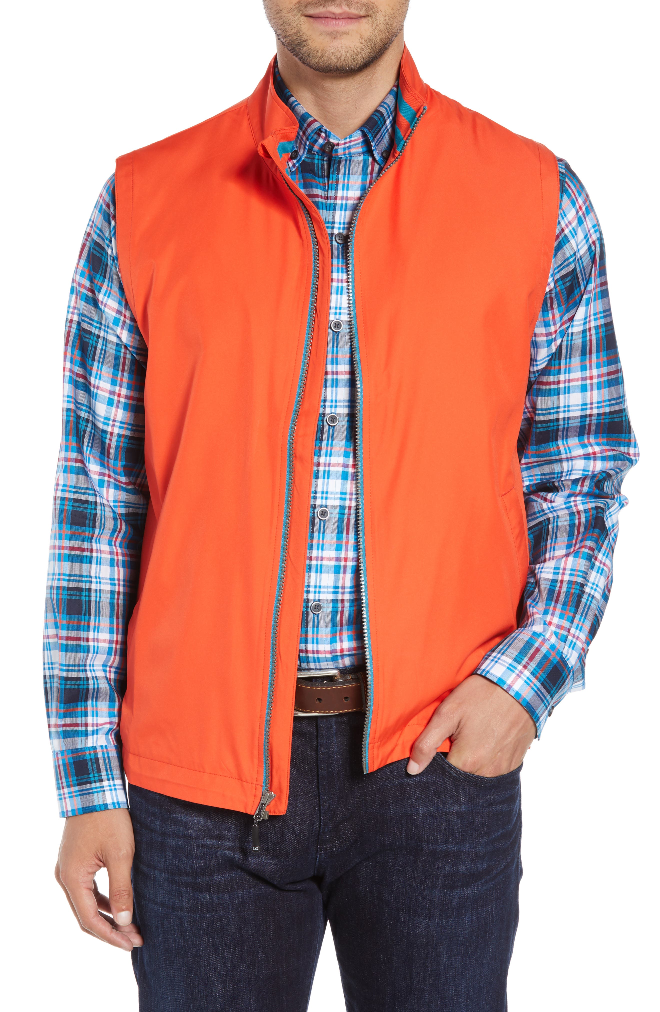 Cutter & Buck Nine Iron Drytec Zip Vest, Blue