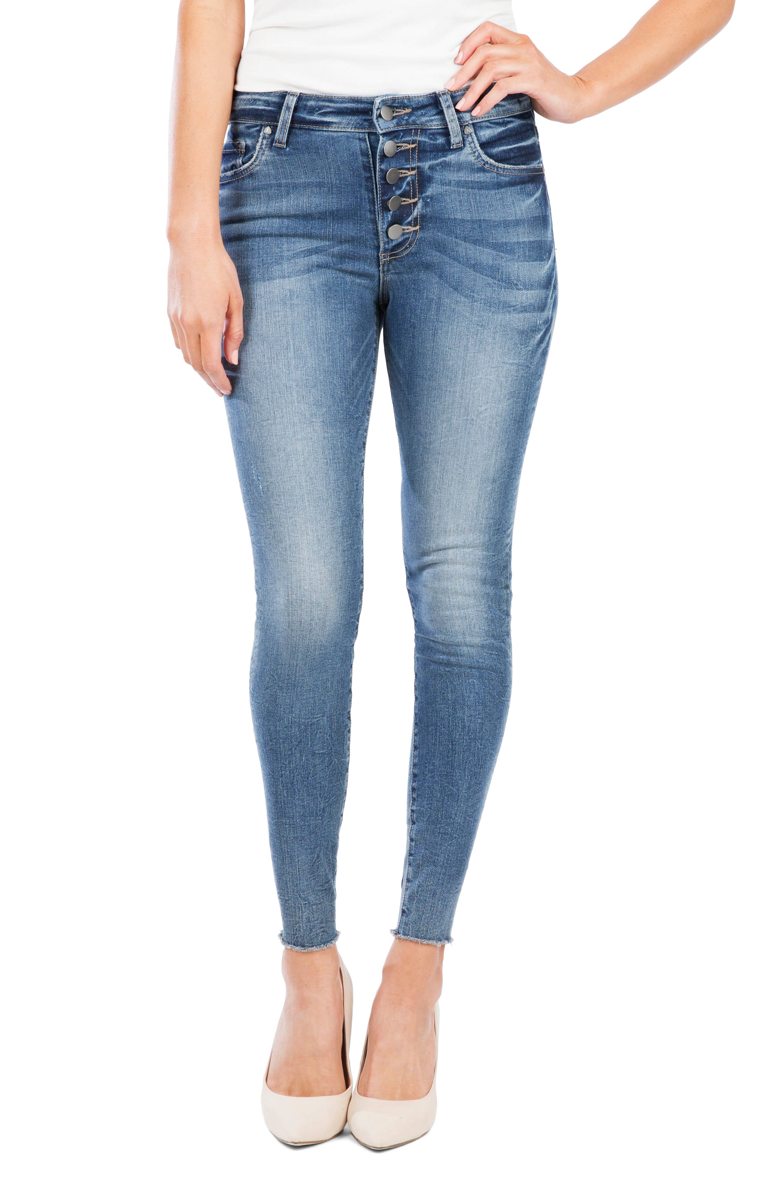 Kut From The Kloth Donna Button Fly Skinny Jeans, Blue