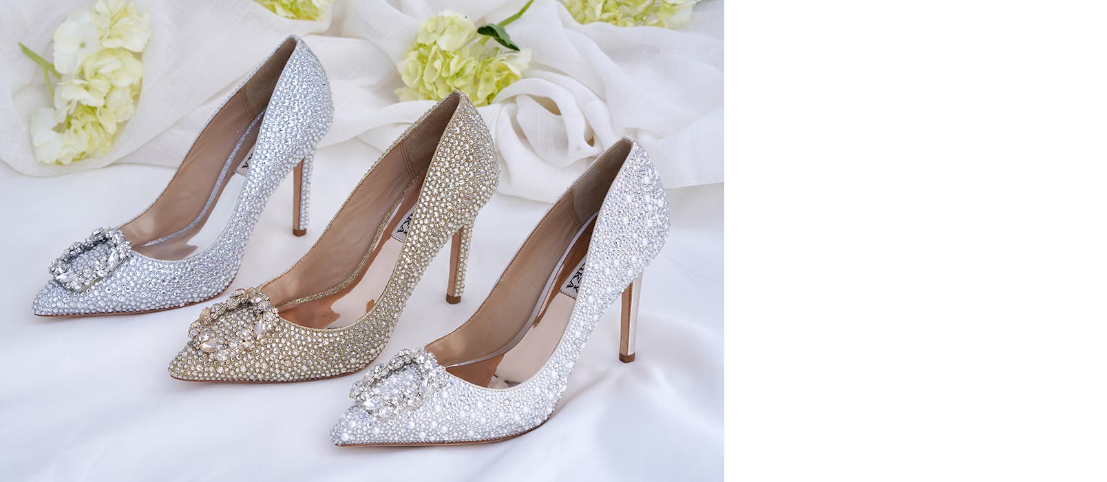 Crystal-embellished high heels from Badgley Mischka.