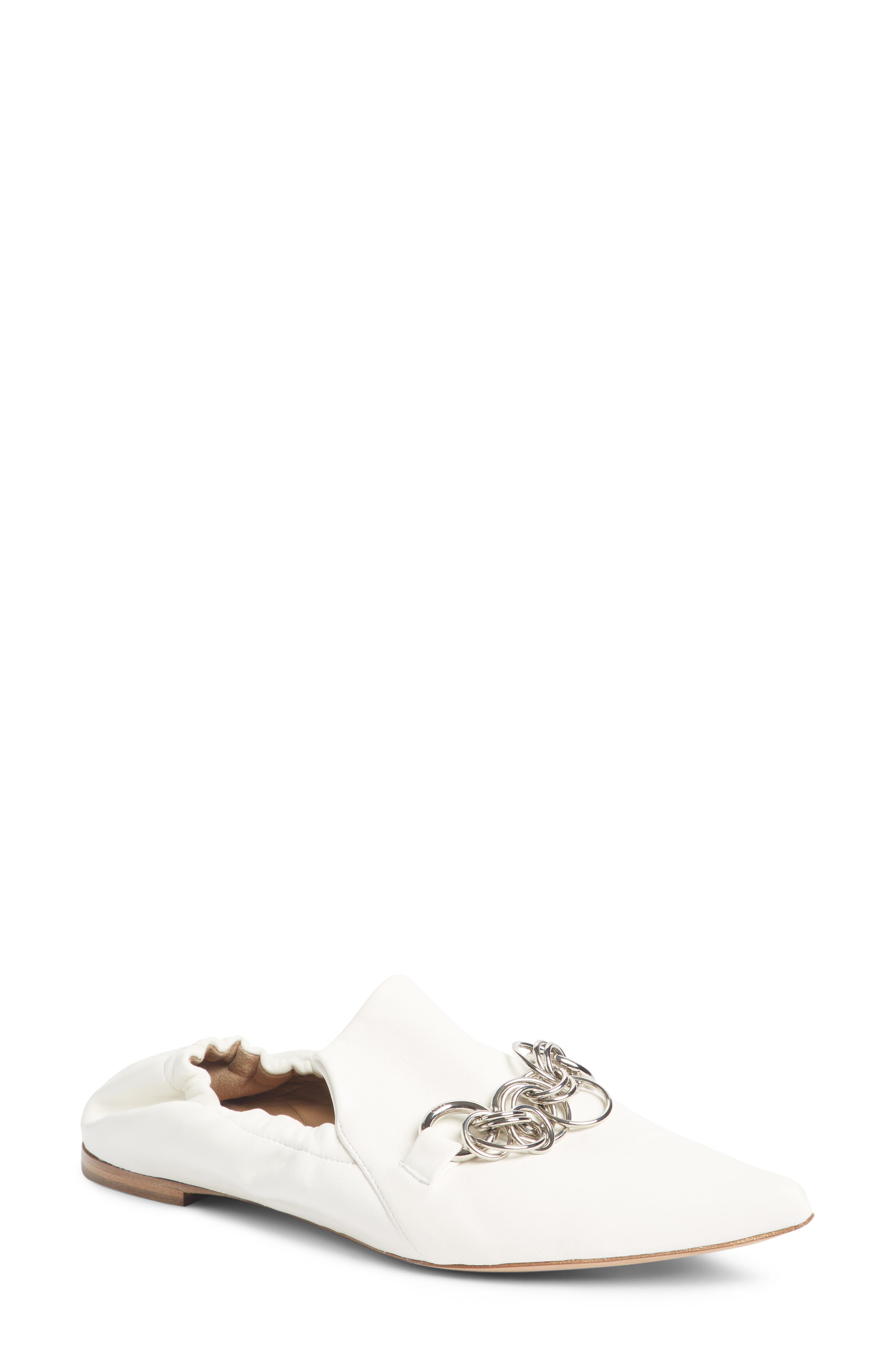 Chloe Reese Chain Bit Loafer Flat, White