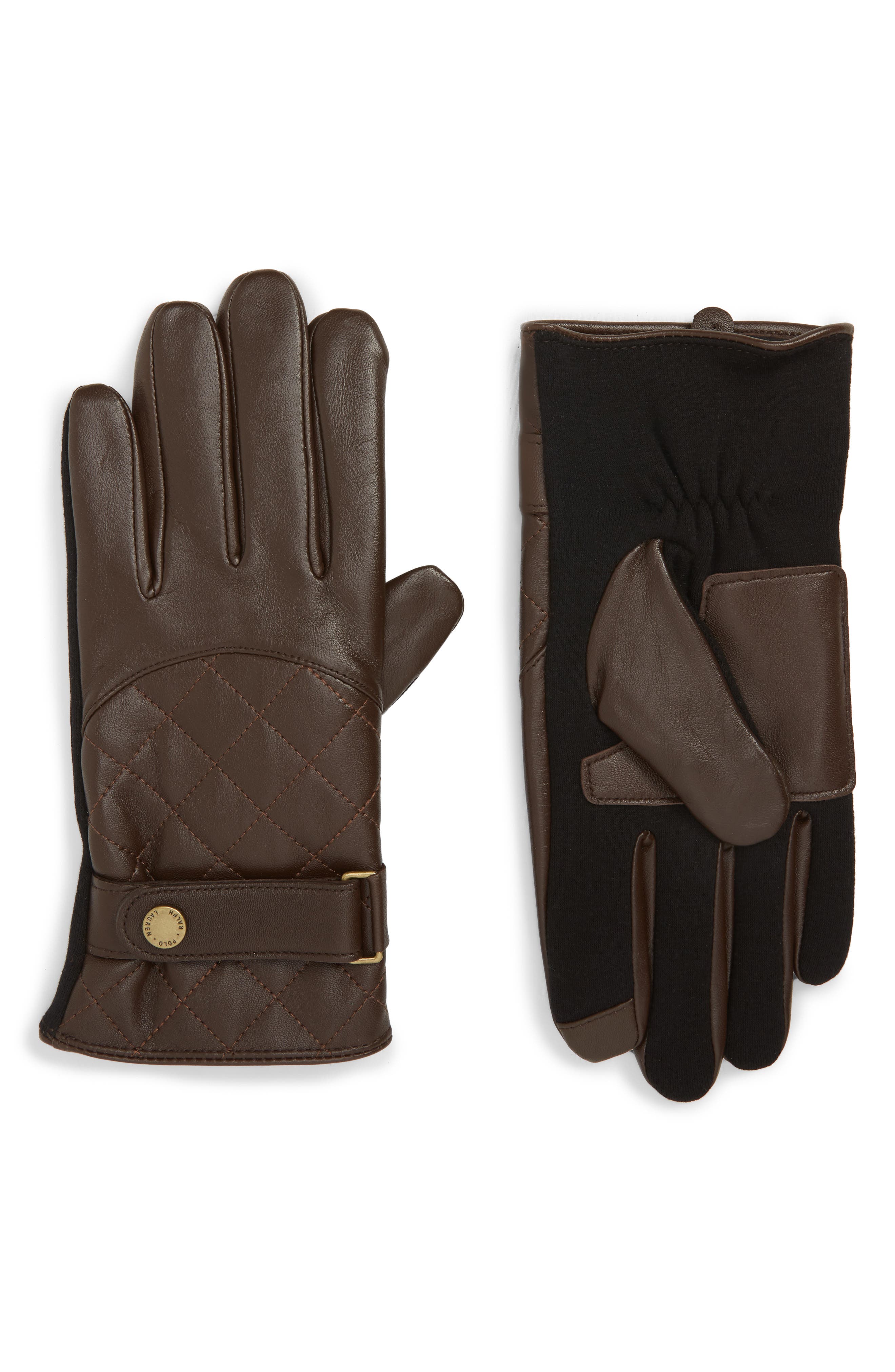 Polo Ralph Lauren Quilted Leather Gloves, Brown