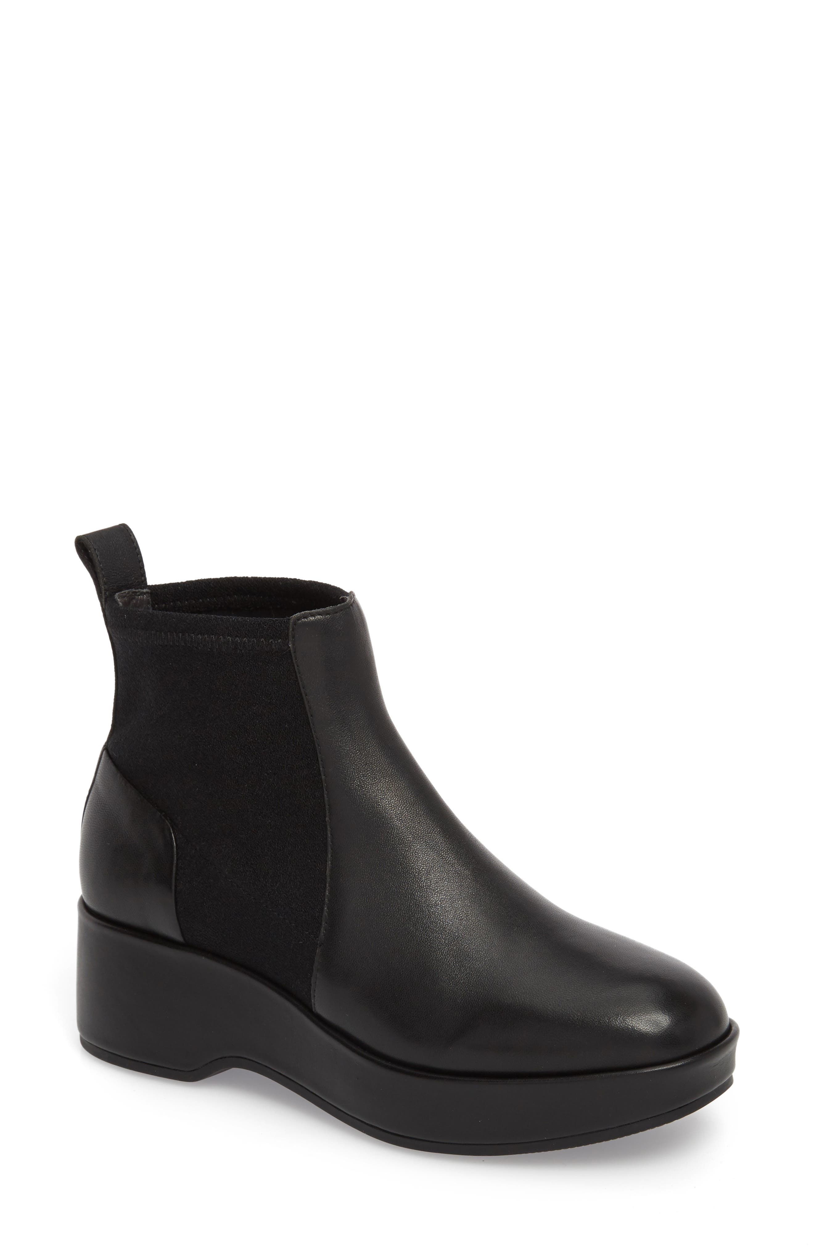 Camper Sisea Platform Wedge Stretch Bootie, Black