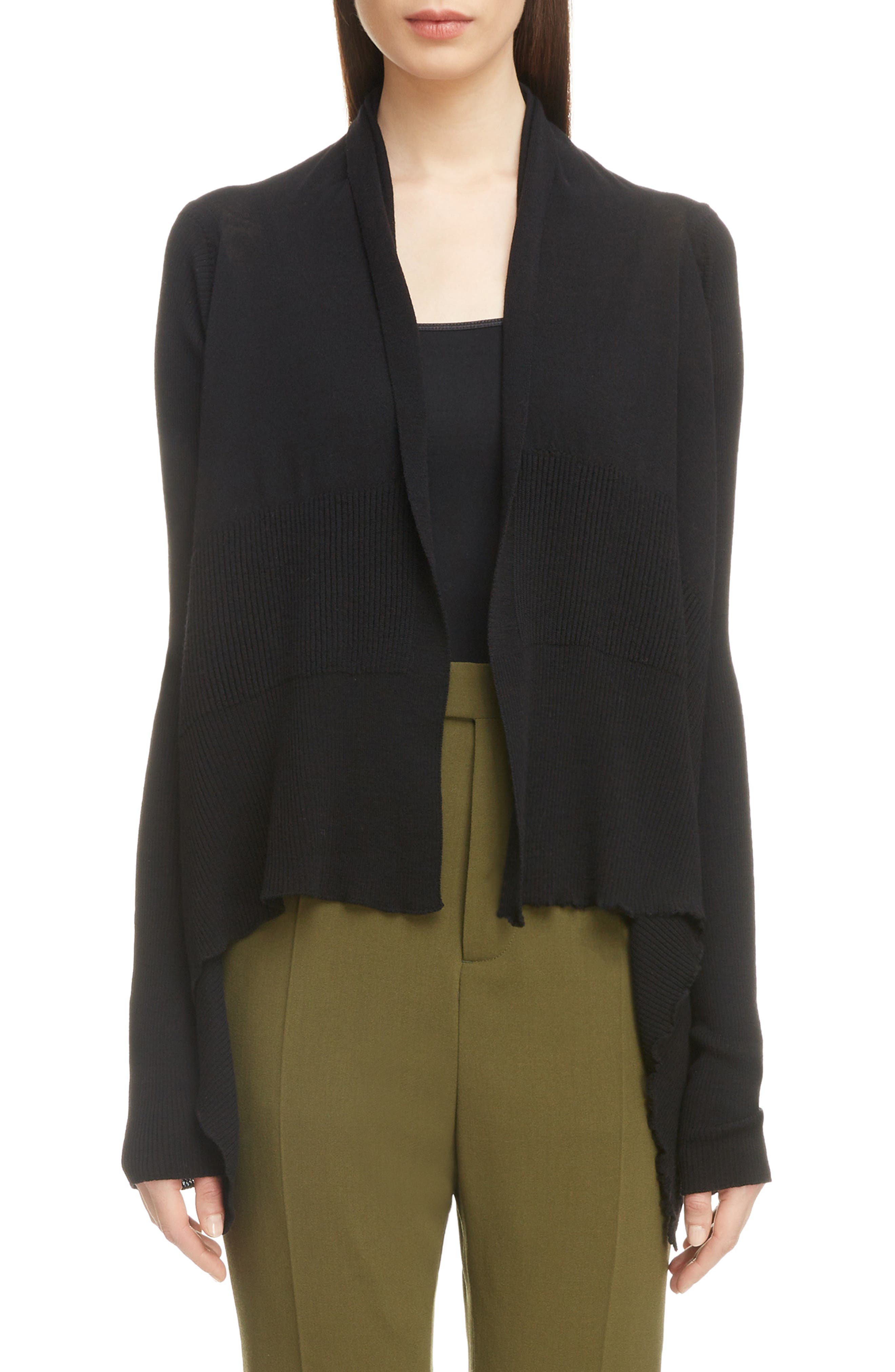 Rick Owens Merino Wool Drape Cardigan