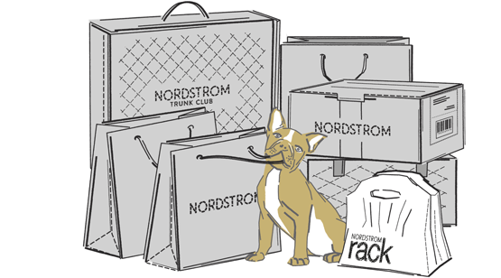 Stack of Nordstrom boxes and bags.