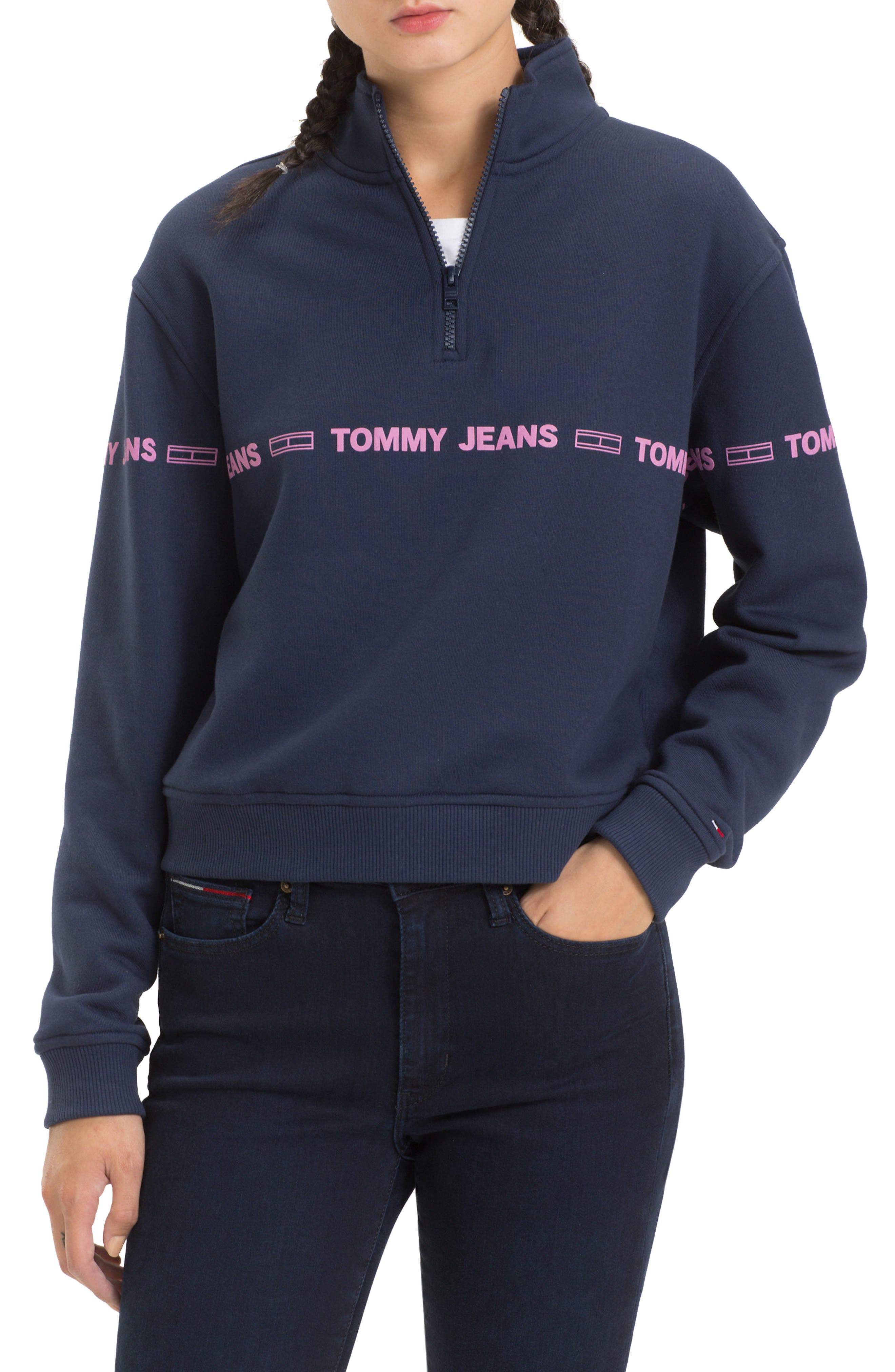 Tommy Jeans Tjw Flag Logo Half Zip Pullover, Blue