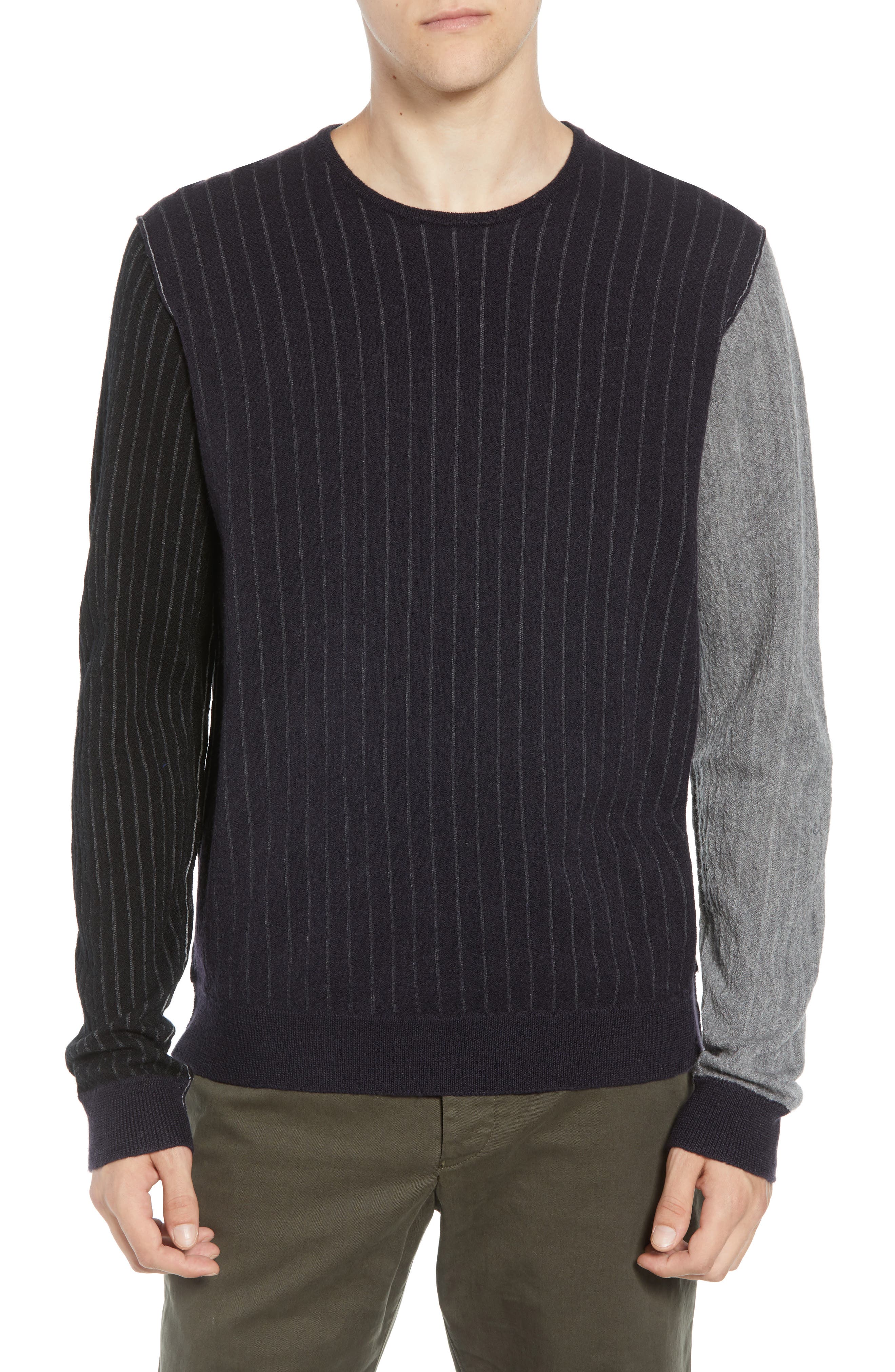 French Connection Boiled Wool Blend Crewneck Sweater, Black