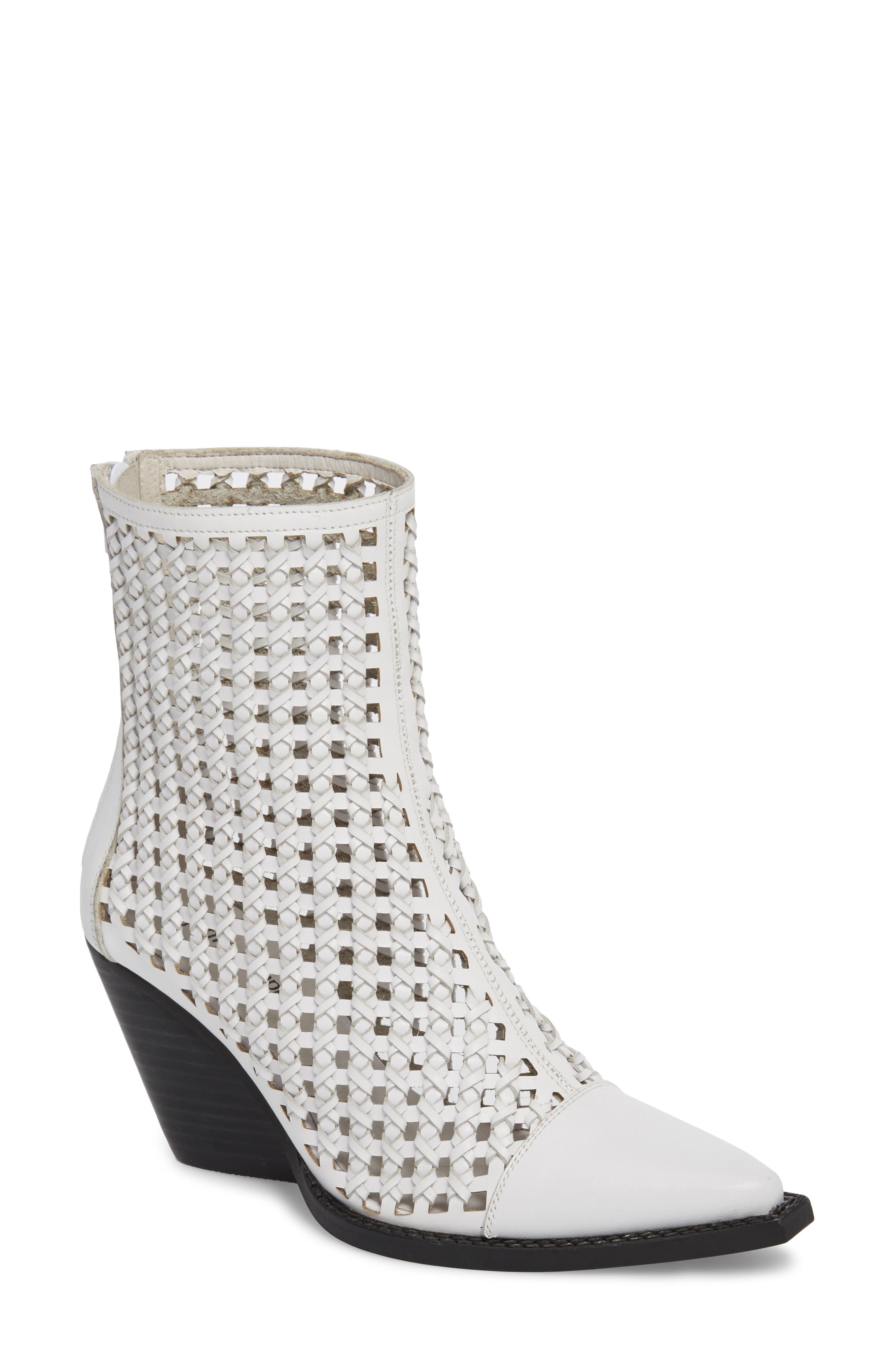 Jeffrey Campbell Waven Woven Bootie- White