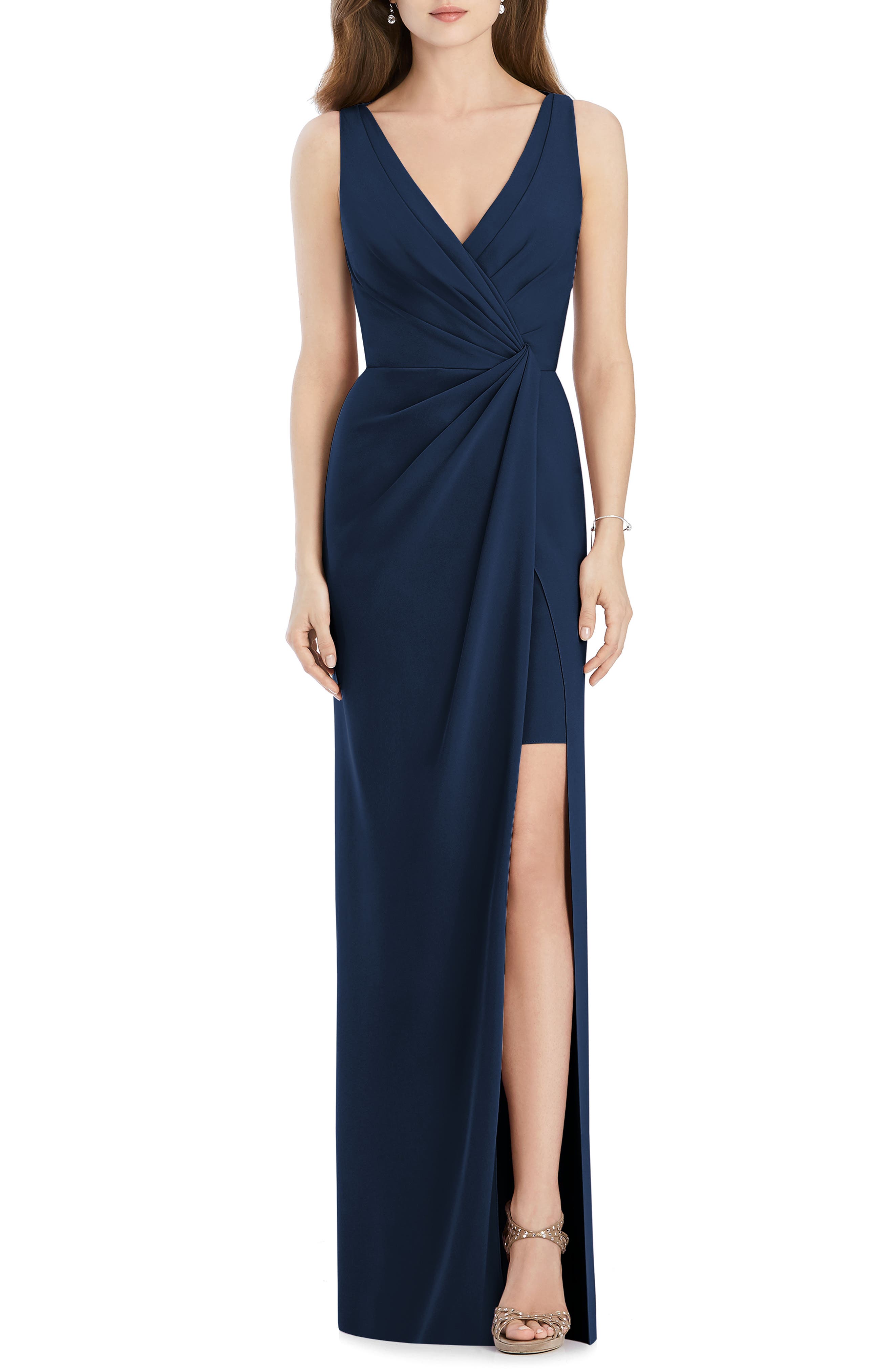 Jenny Packham Crepe Column Gown, Blue
