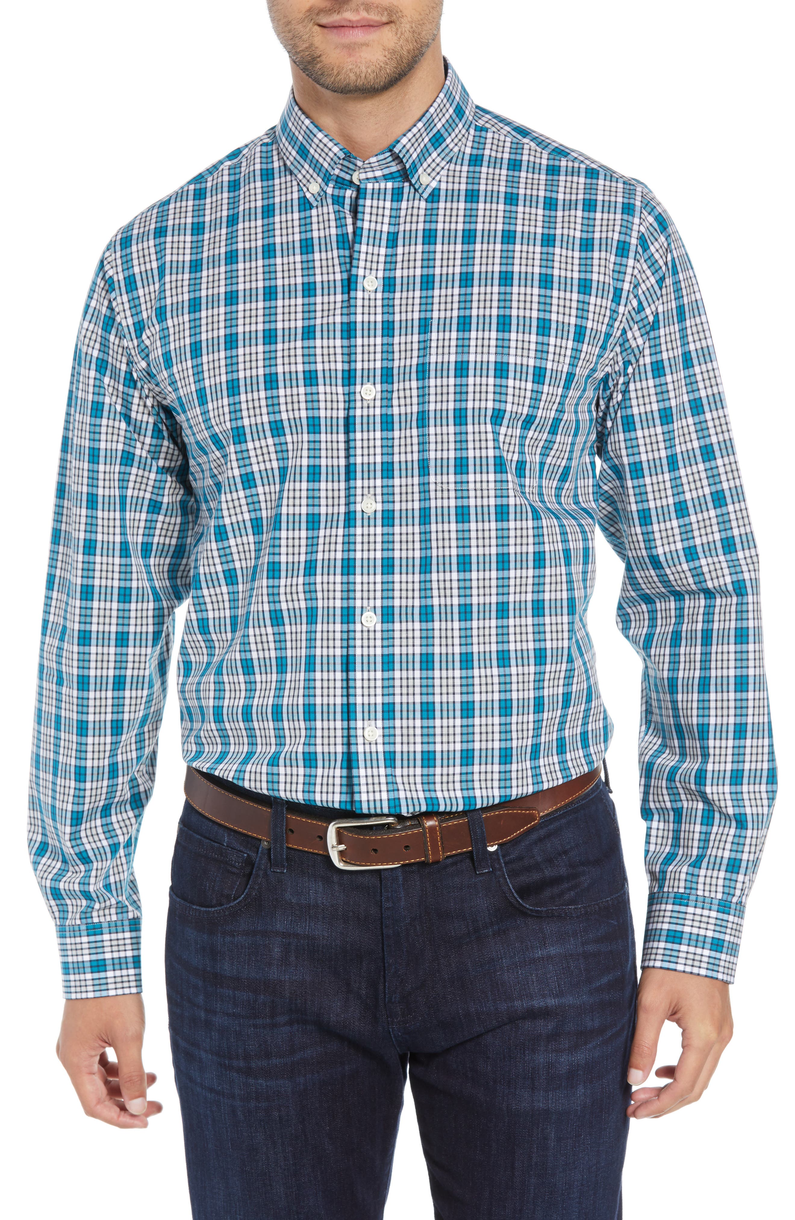 Cutter & Buck Harris Regular Fit Non-Iron Plaid Sport Shirt