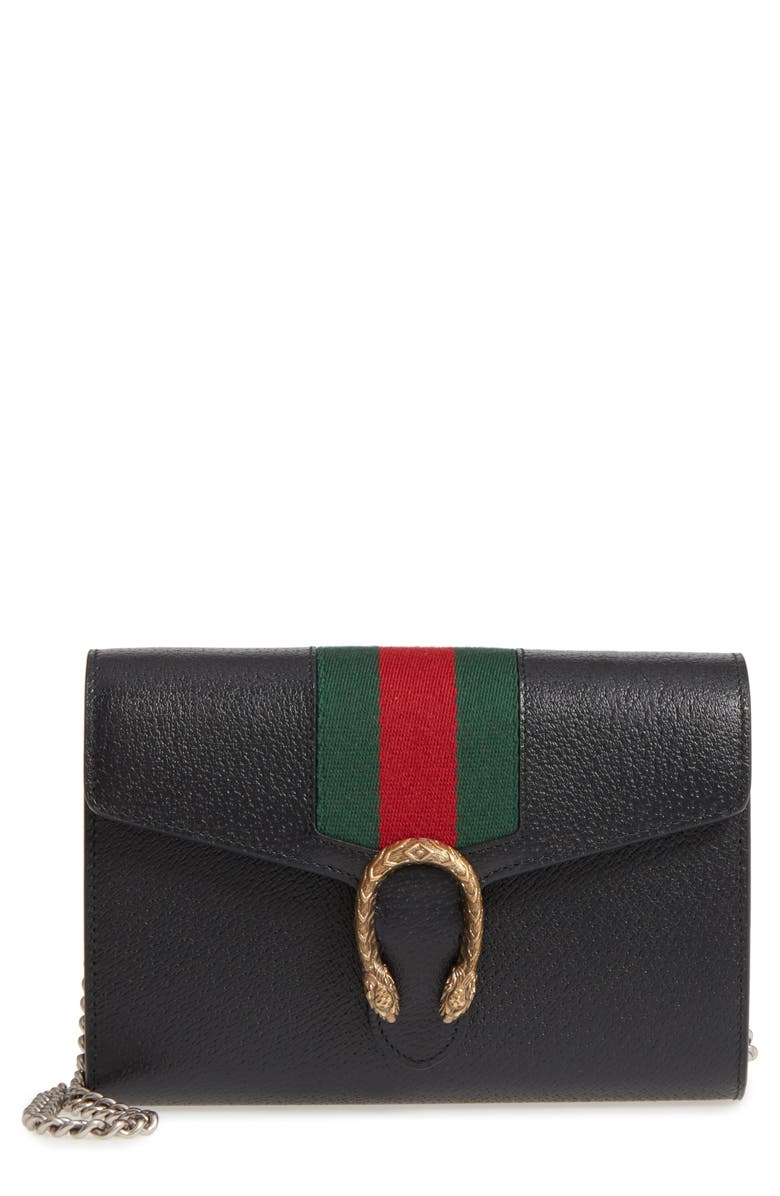 gucci chain wallet reviewed Gucci Dionysus Web Stripe Leather Wallet on a Chain | Nordstrom
