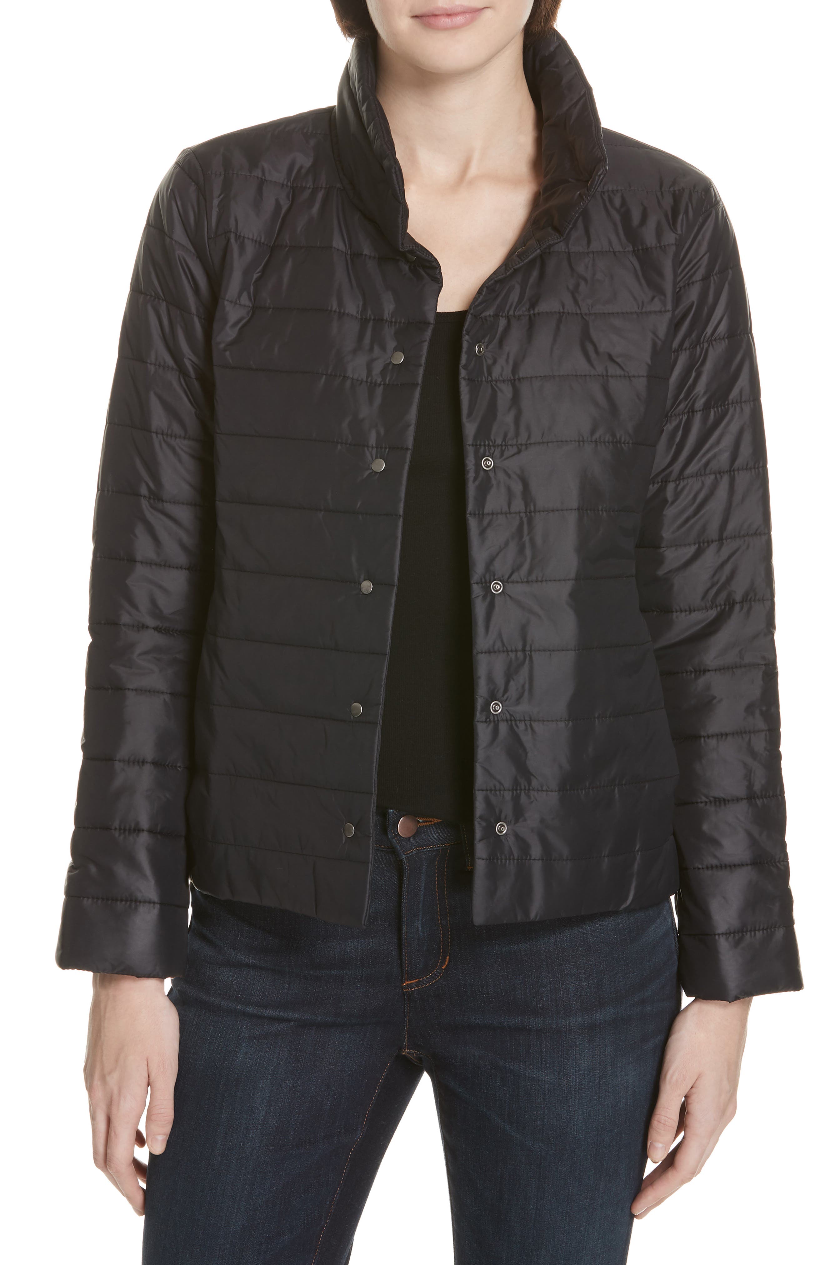 UPC 672178142792 product image for Petite Women's Eileen Fisher Quilted Jacket, Size Medium P - Black | upcitemdb.com