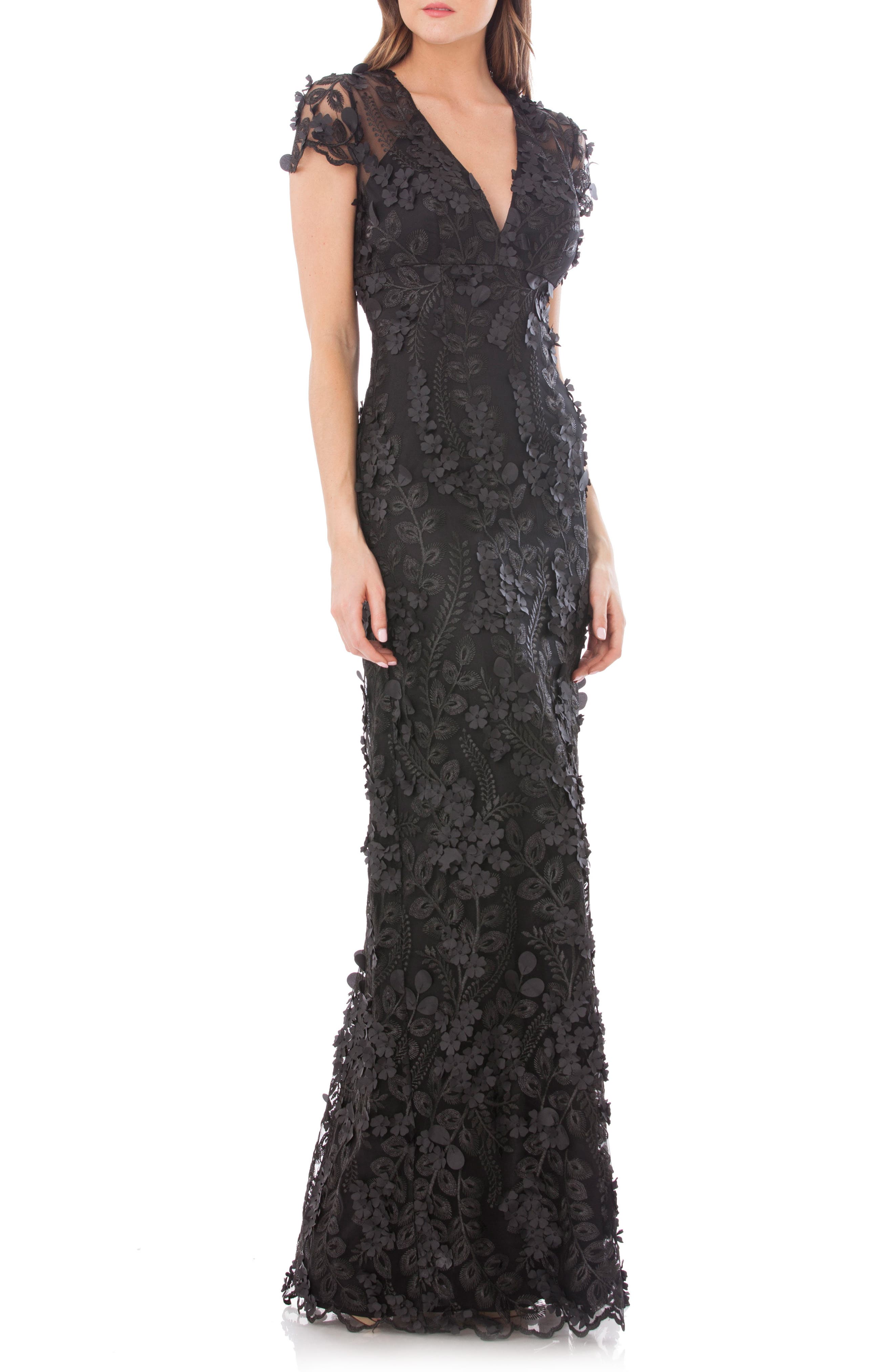 Carmen Marc Valvo Infusion Petals Embellished Gown