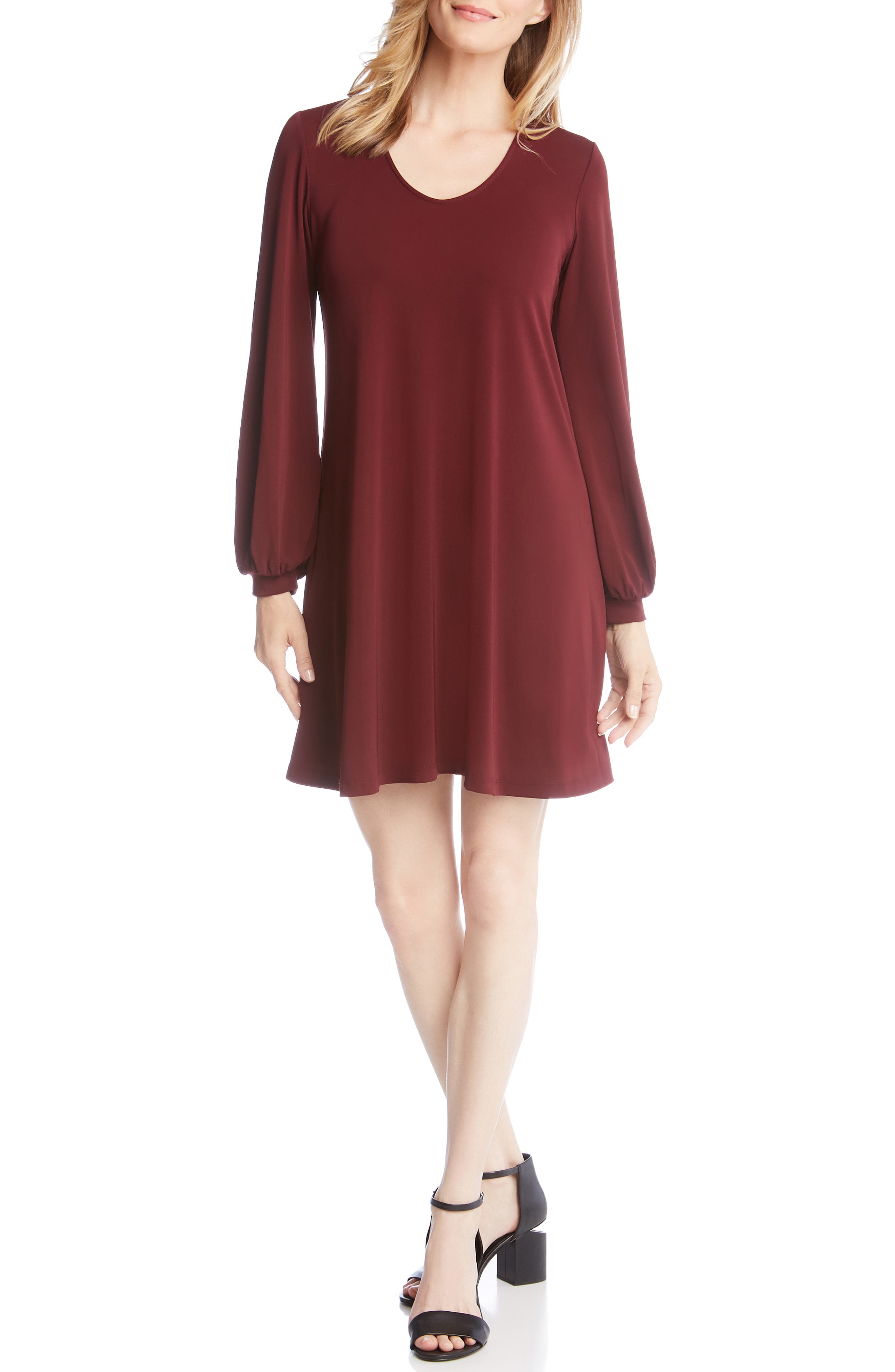 Karen Kane Harper Blouson Sleeve Shift Dress, Red