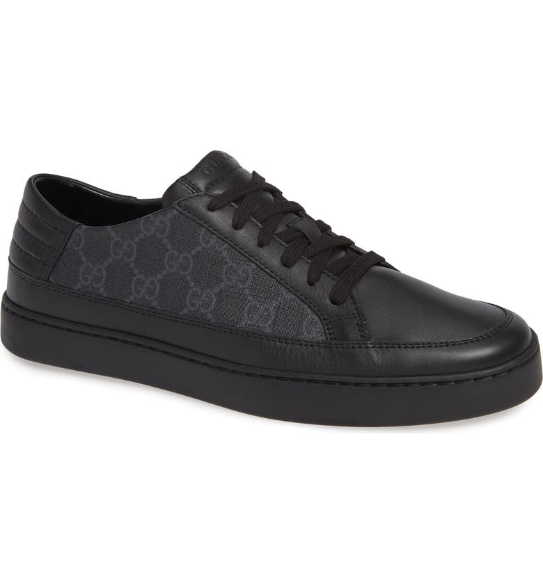 Click to view more detailed imagery on our partner's website Gucci Men's Common Canvas & Leather Lace Up Sneakers In Black