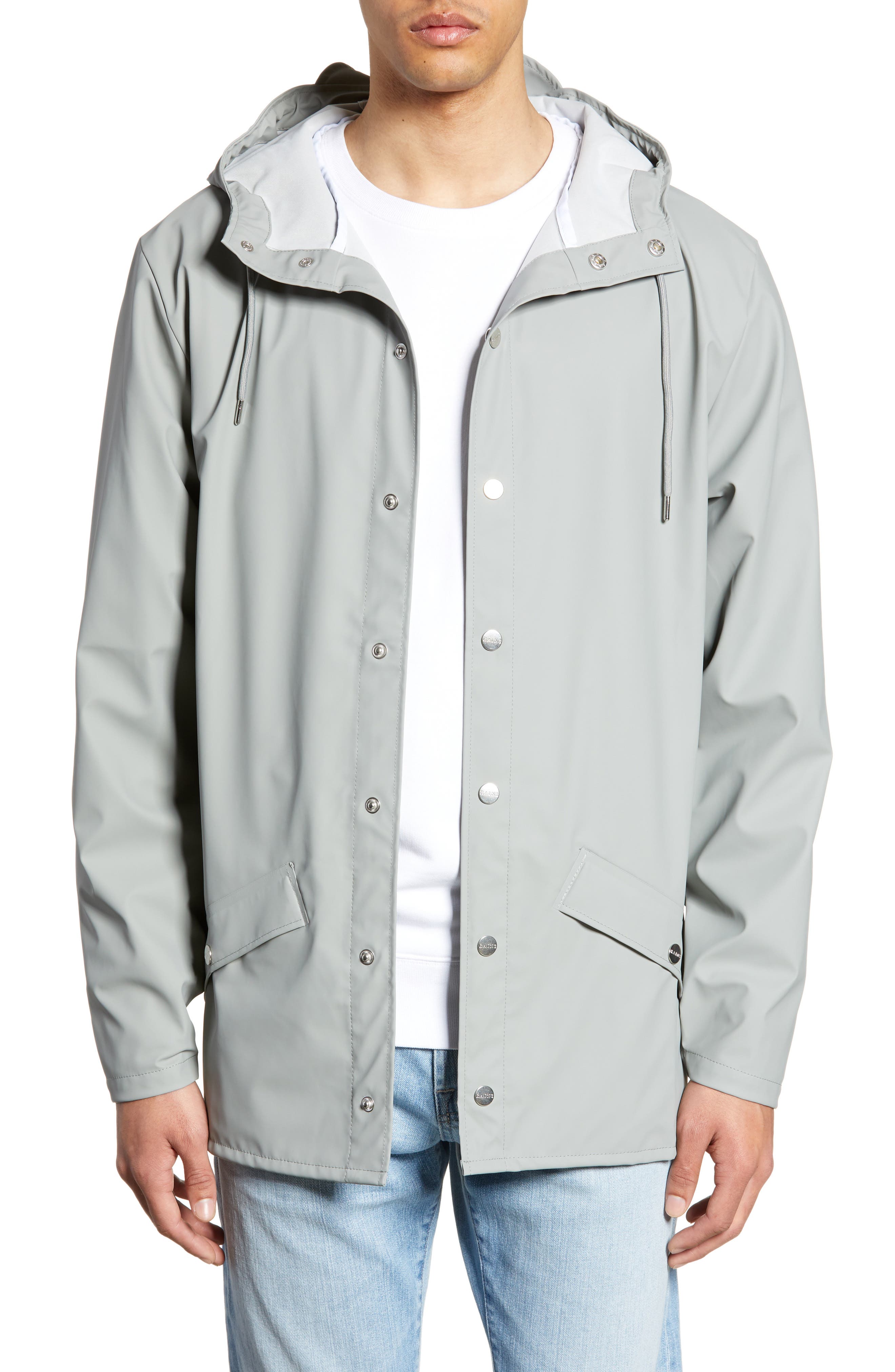 Rains Lightweight Hooded Rain Jacket, Grey