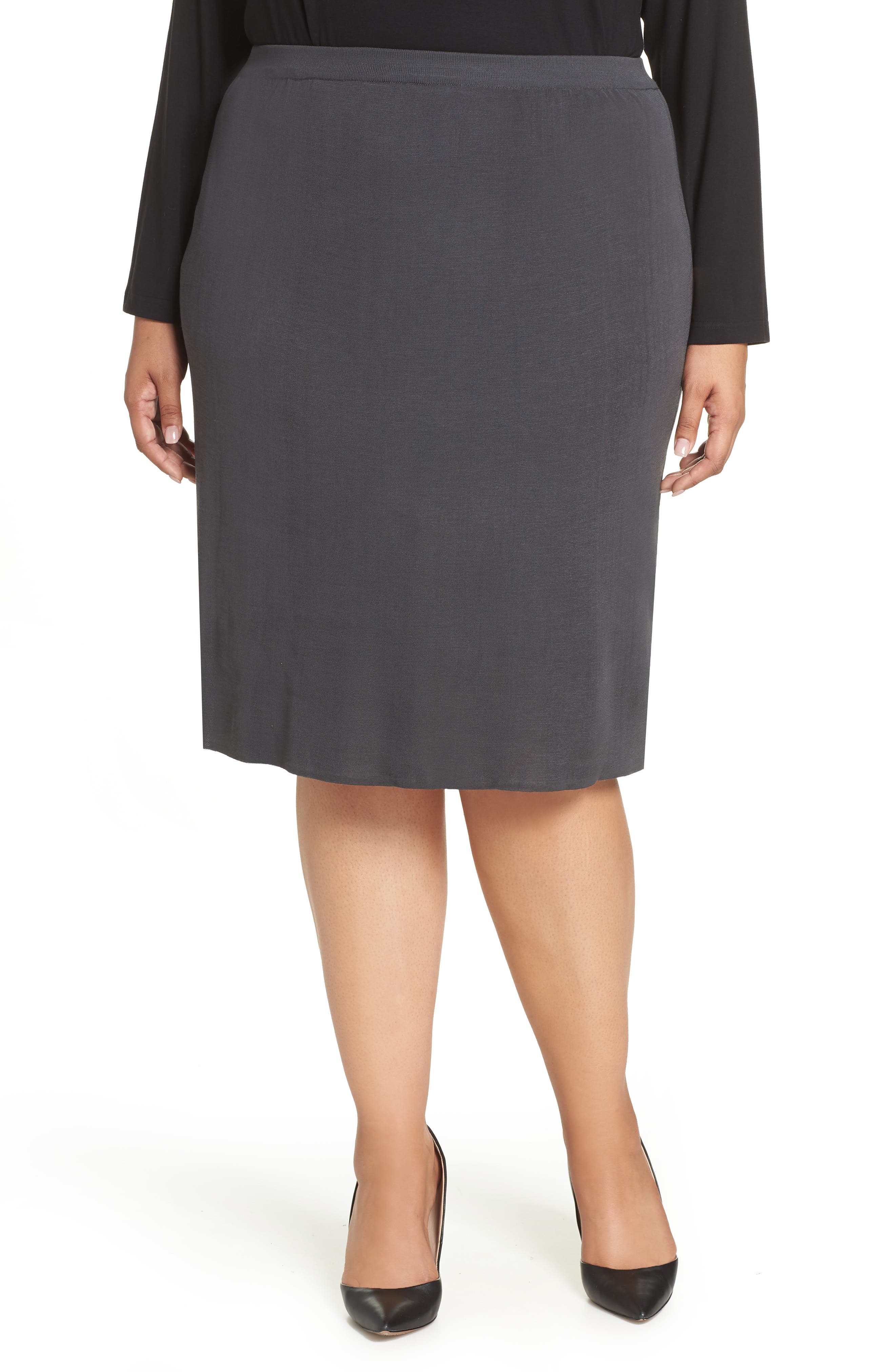 Plus Size Ming Wang Straight Skirt, Grey
