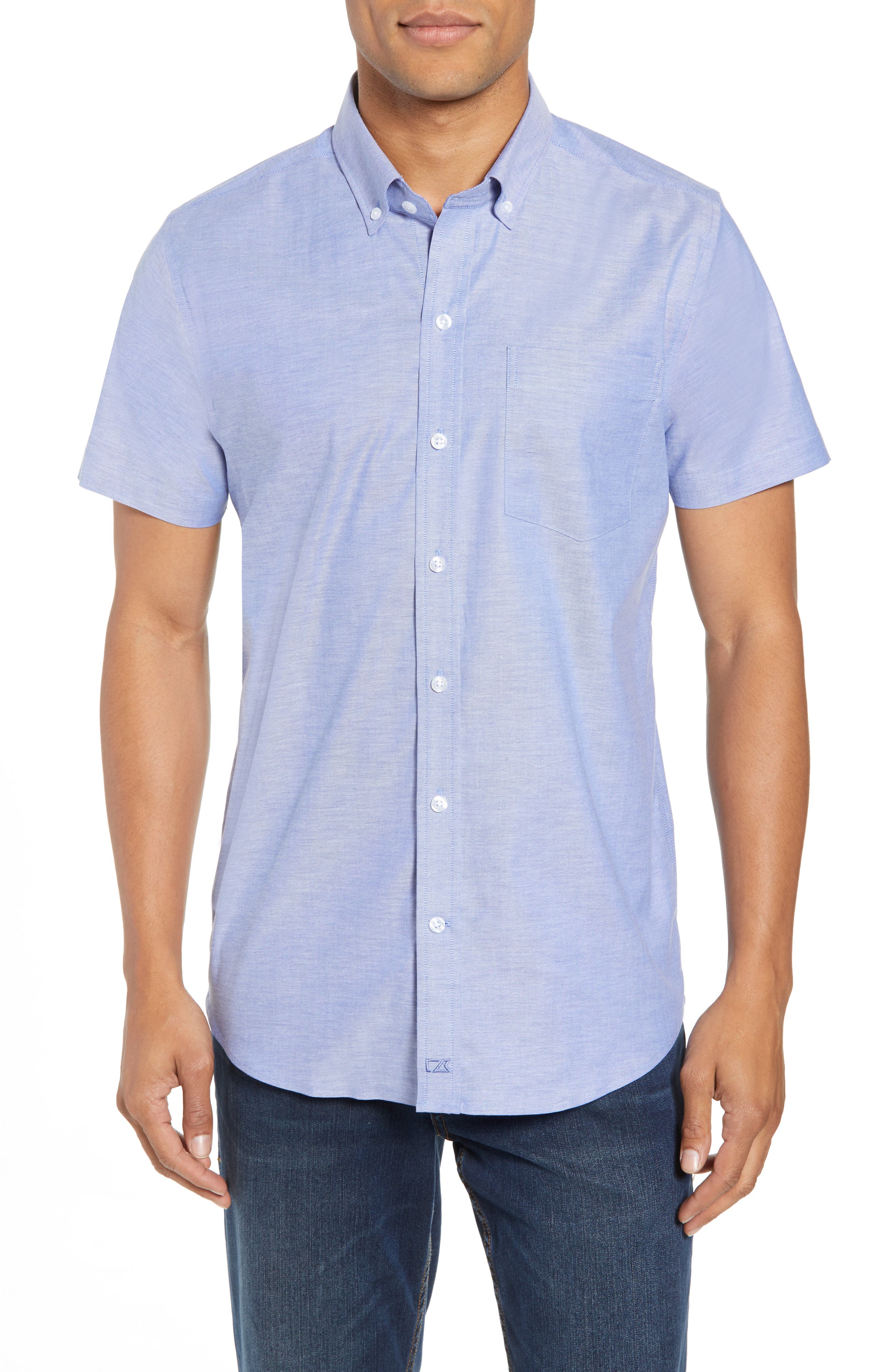 Cutter & Buck Tailor Regular Fit Oxford Sport Shirt, Blue