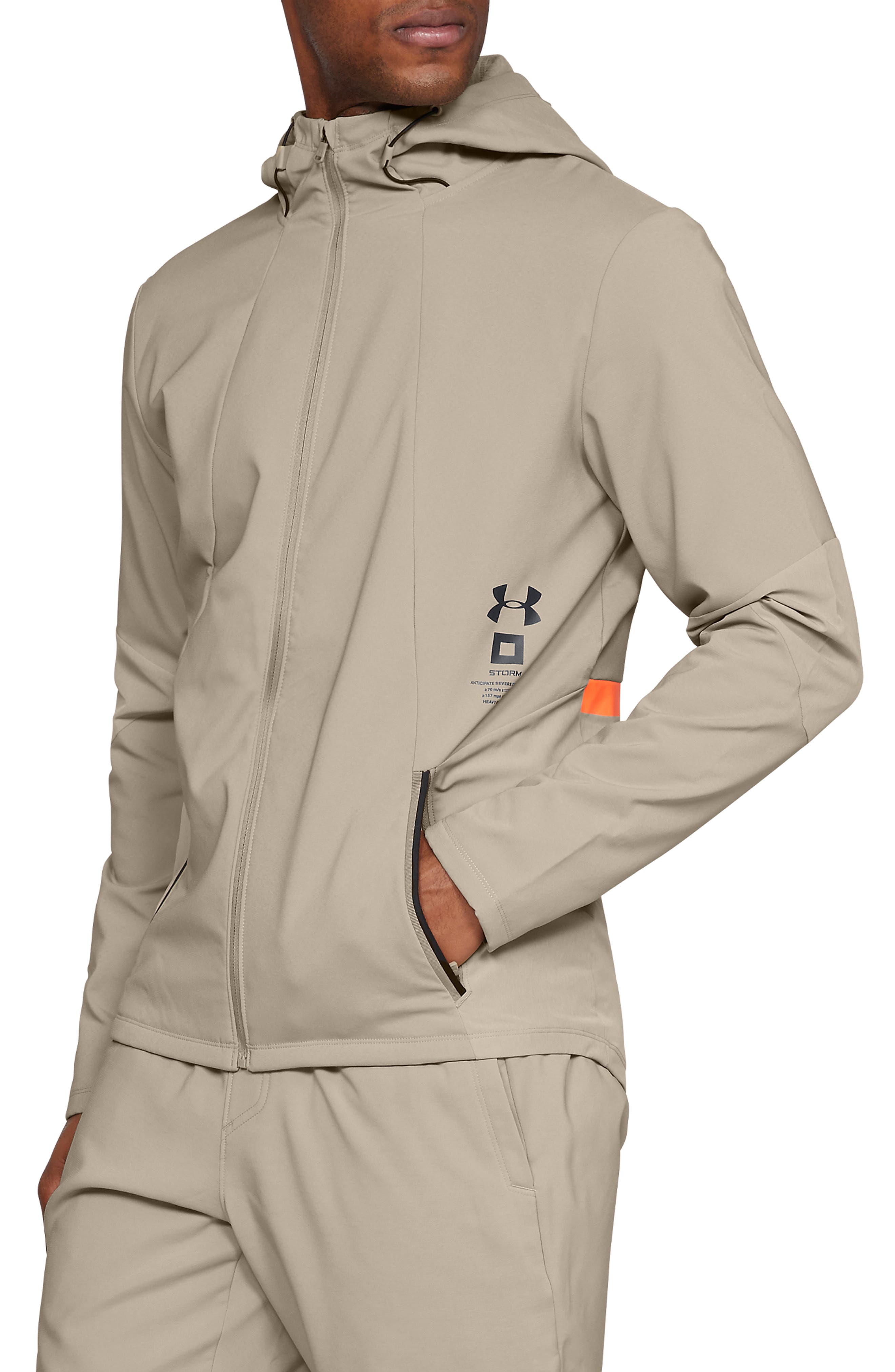 Under Armour Storm Cyclone Water Repellent Hooded Jacket, Beige