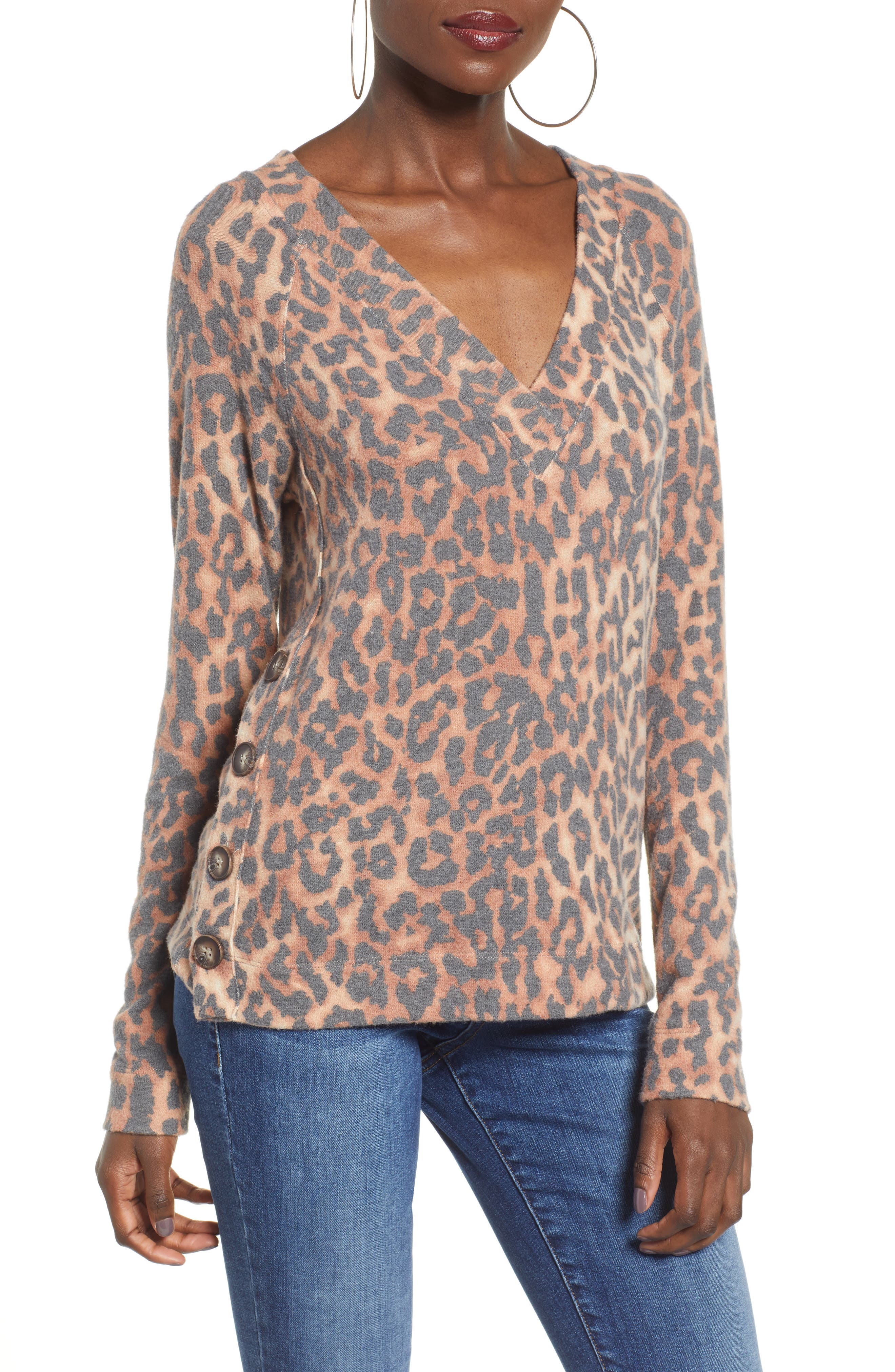 Socialite Button Side Sweater, Black