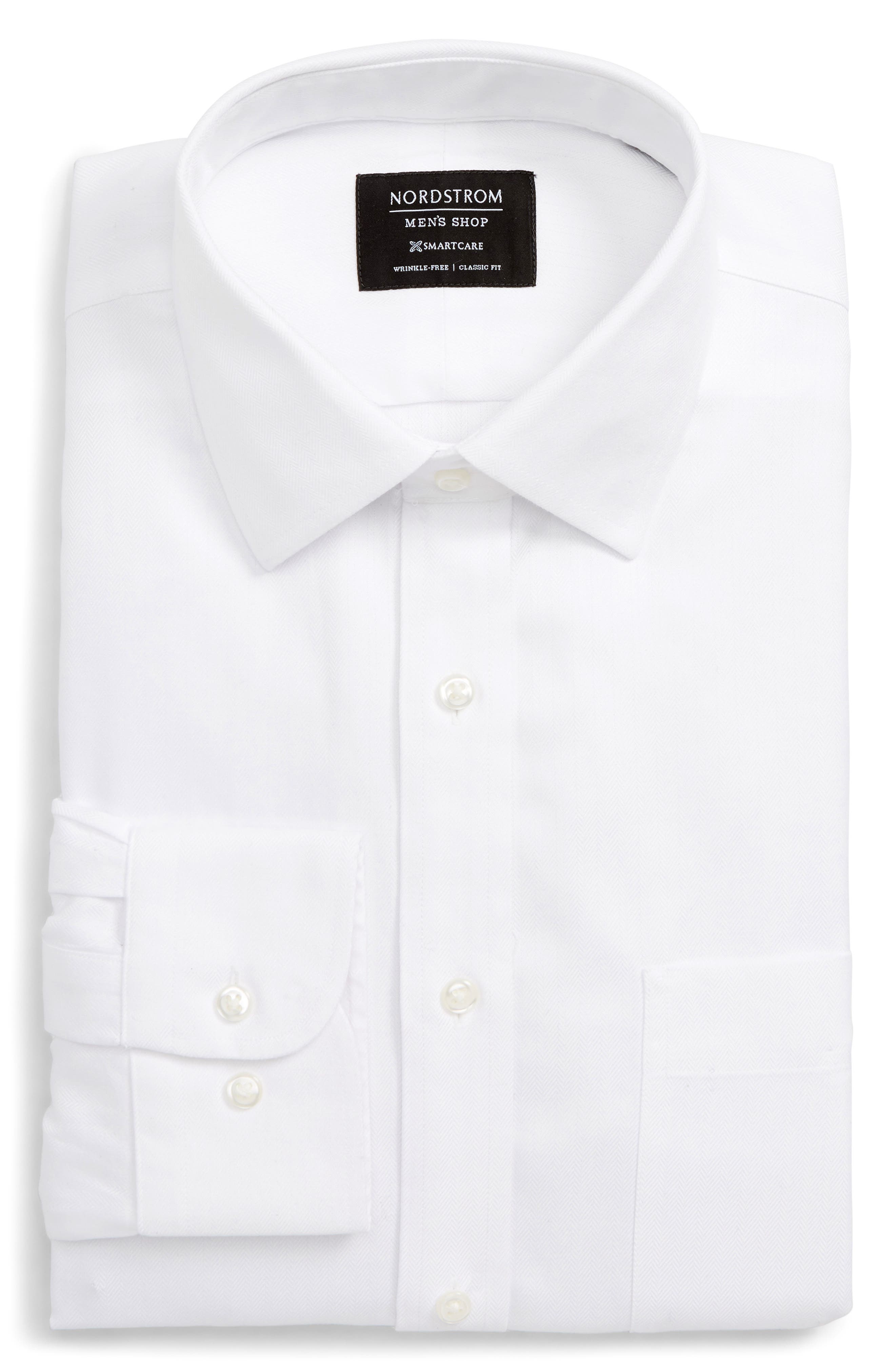 Nordstrom Shop Smartcare(TM) Classic Fit Herringbone Dress Shirt, White