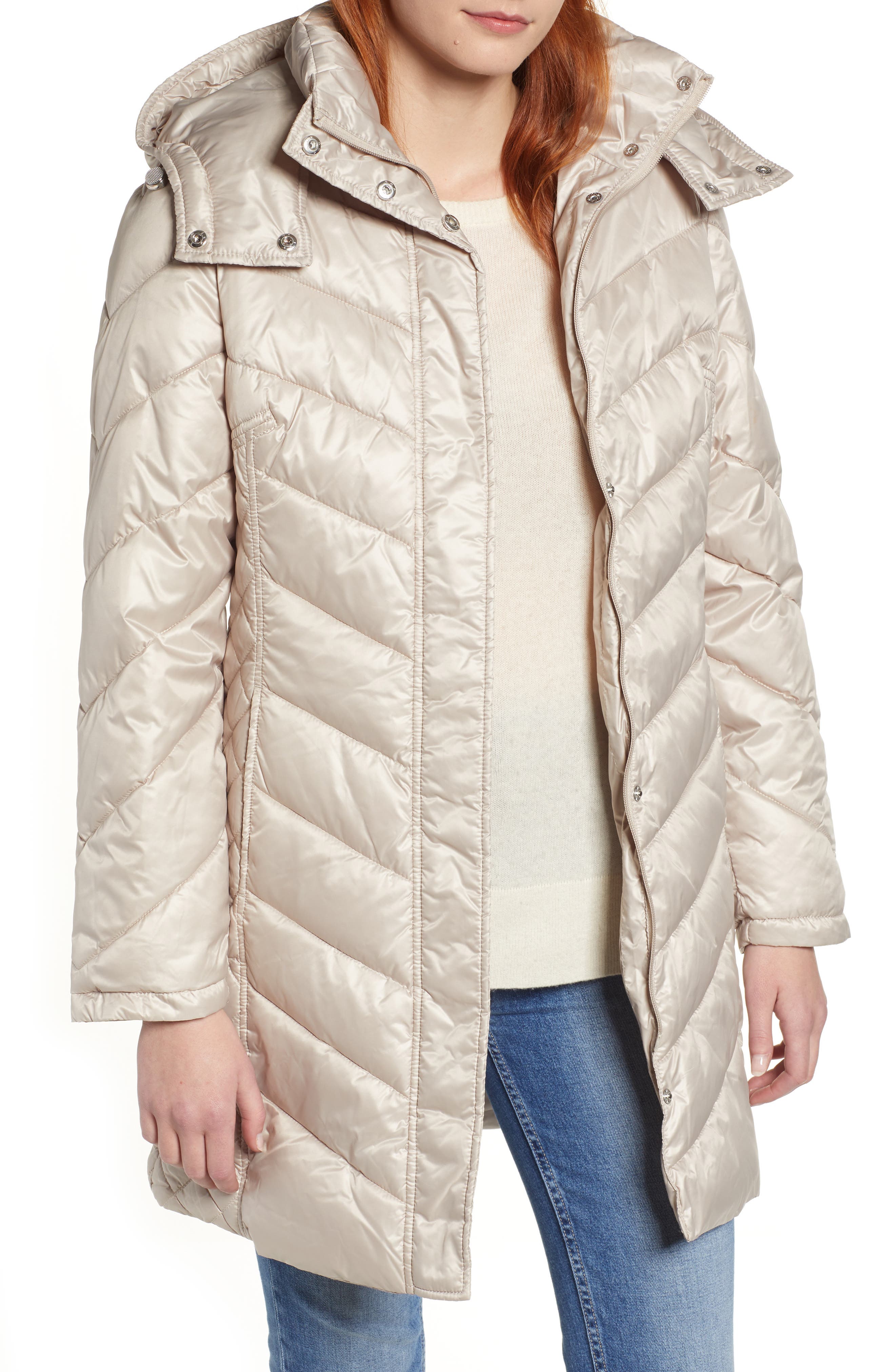 Kenneth Cole New York Mixed Quilting Puffer Jacket, Ivory