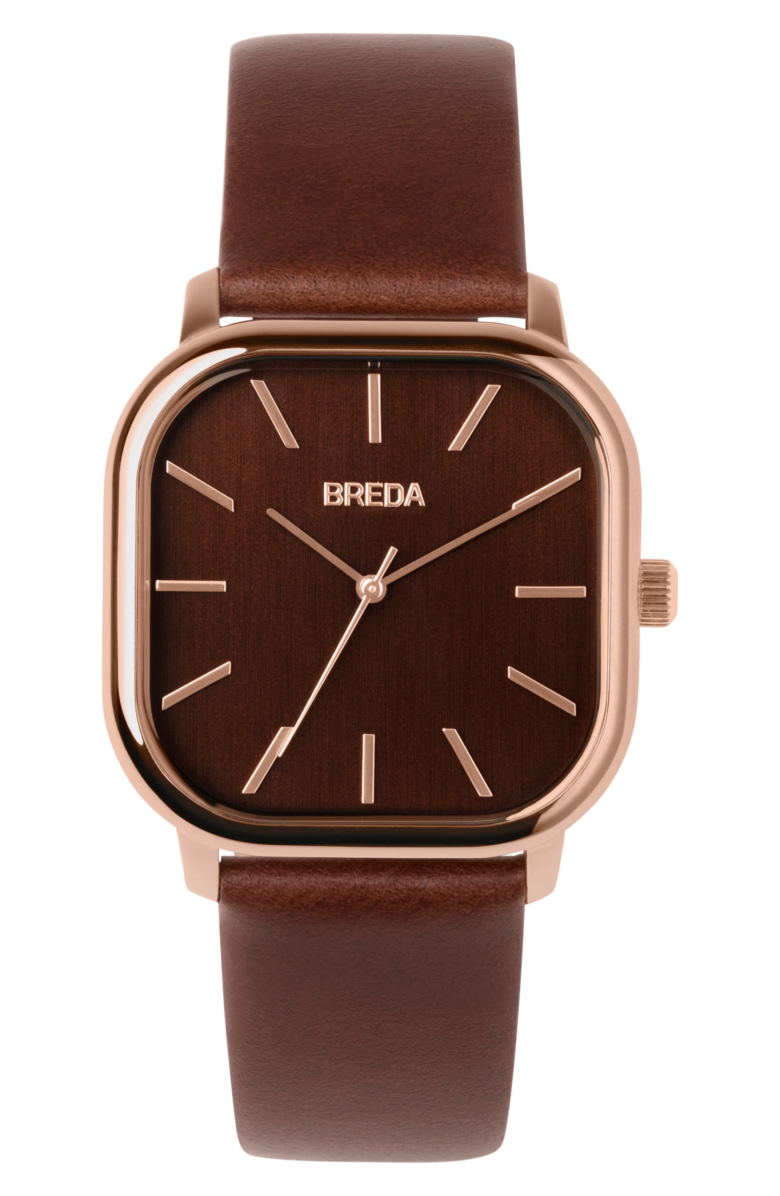 Breda Visser Square Leather Strap Watch, 35Mm