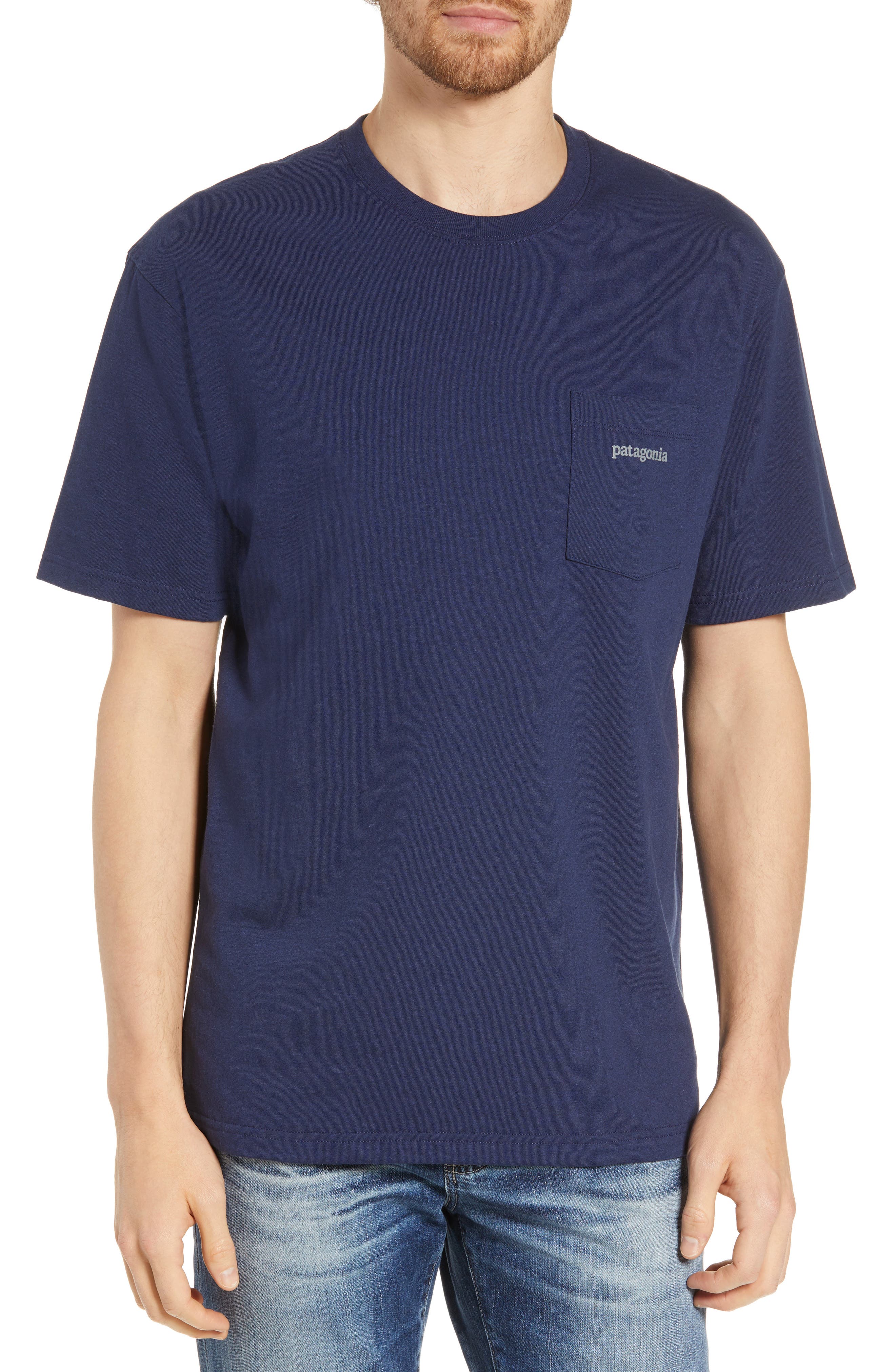 Patagonia Line Ridge Logo Resposibili-Tee Pocket T-Shirt, Blue