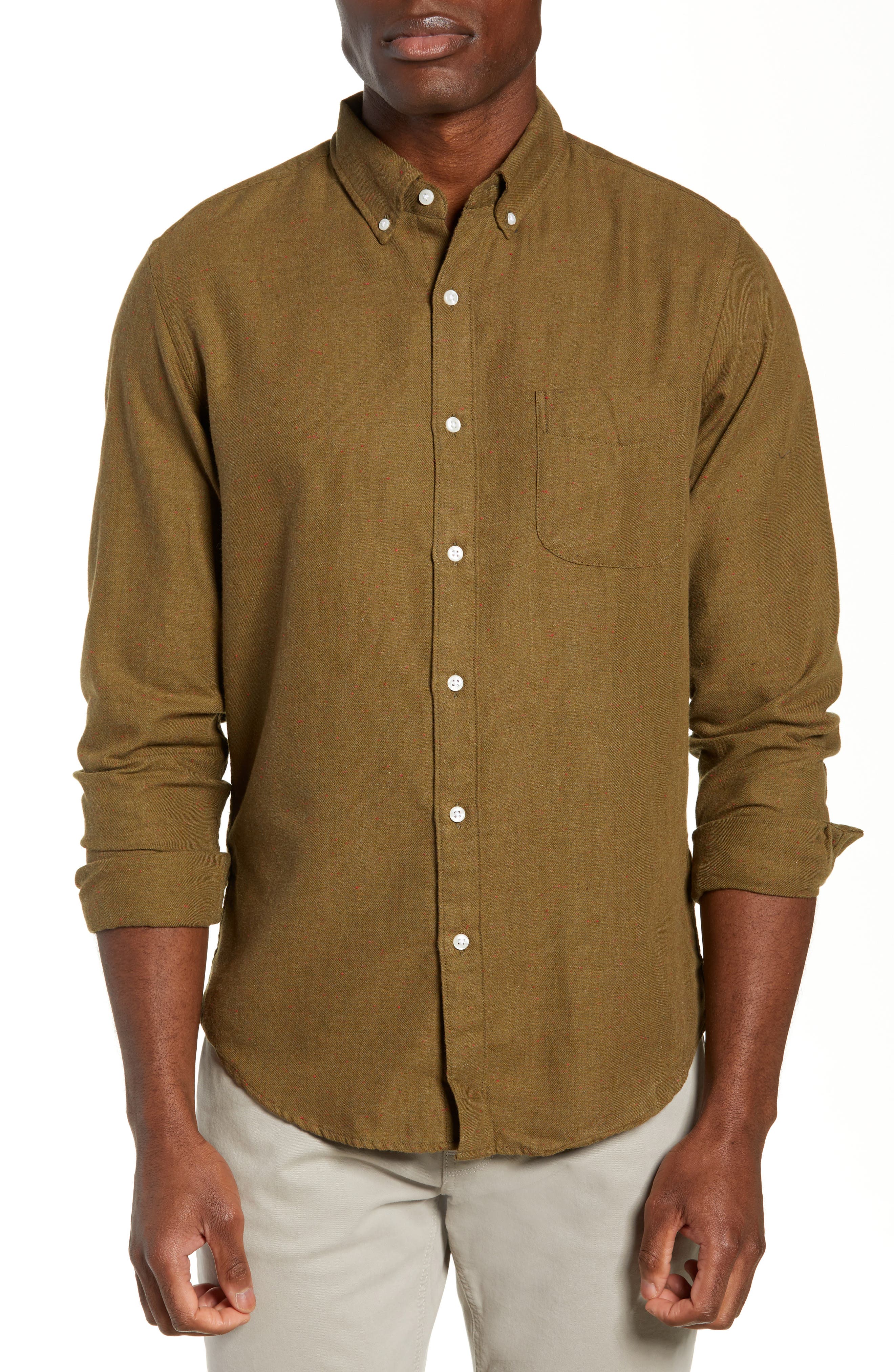 J.crew Slim Fit Neppy Twill Sport Shirt, Green
