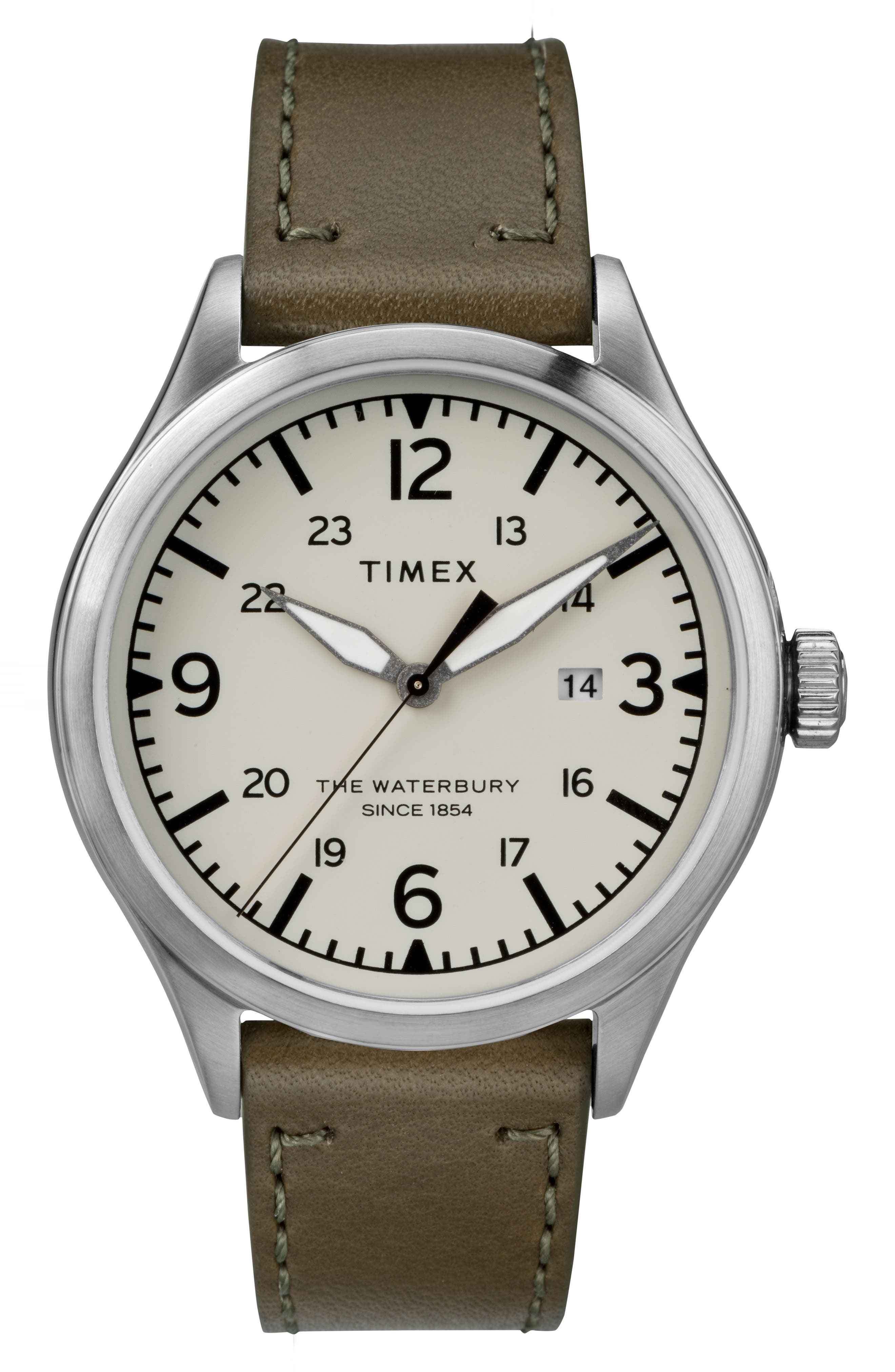 Timex Waterbury Leather Strap Watch, 40Mm