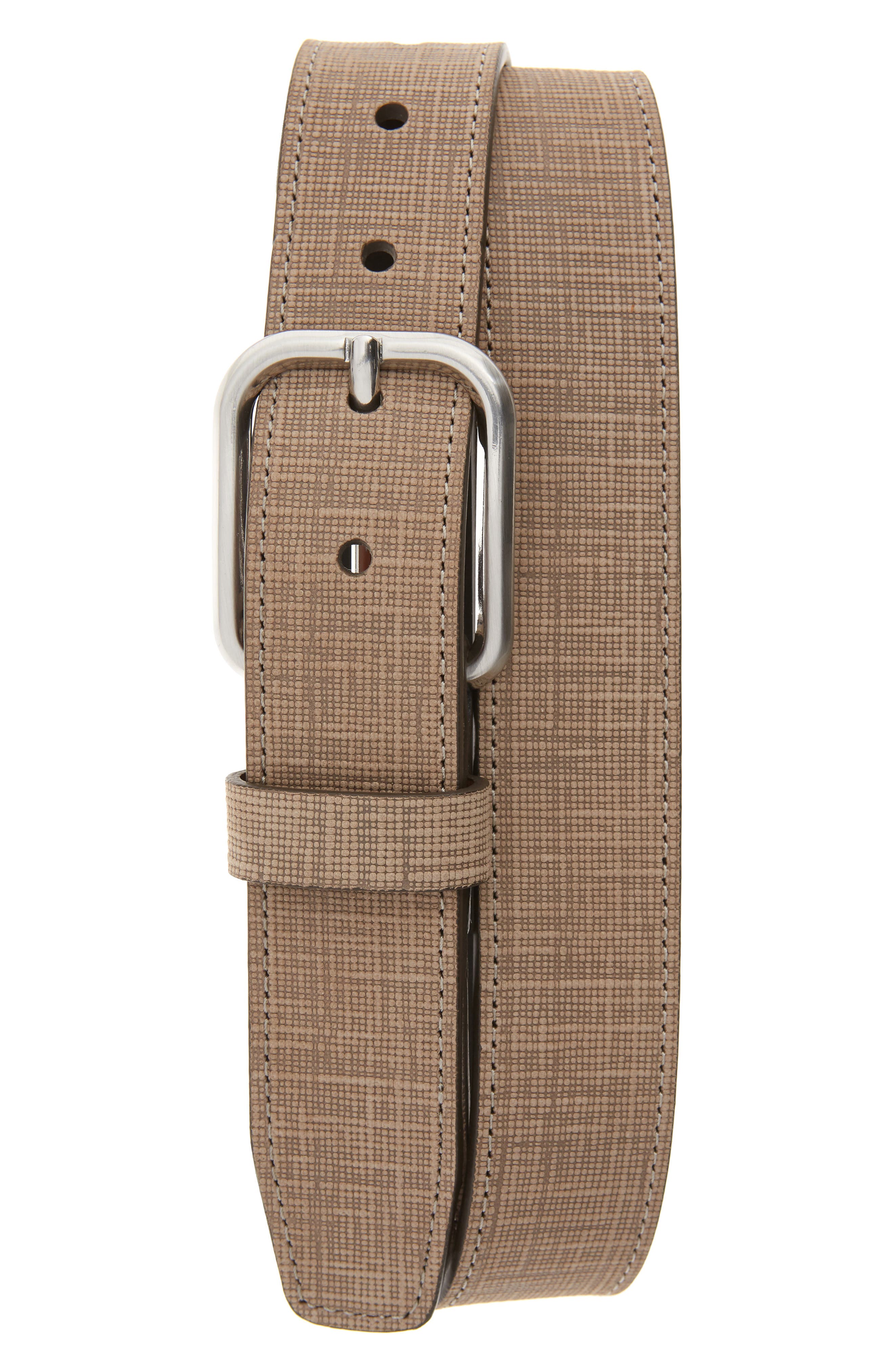 Johnston & Murphy Crosshatch Leather Belt, Camel