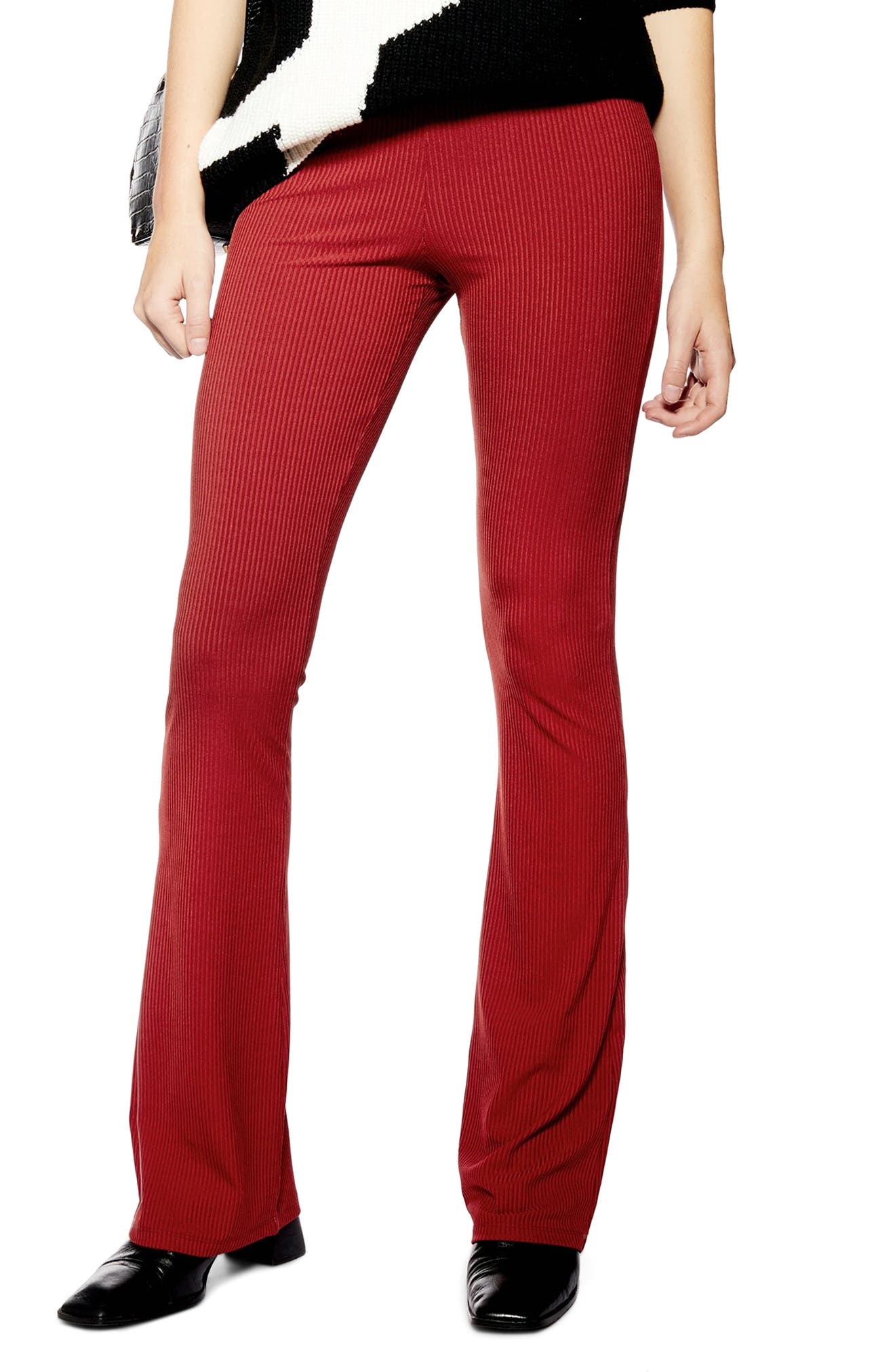 Topshop Skinny Ribbed Flare Pants, US (fits like 0) - Metallic