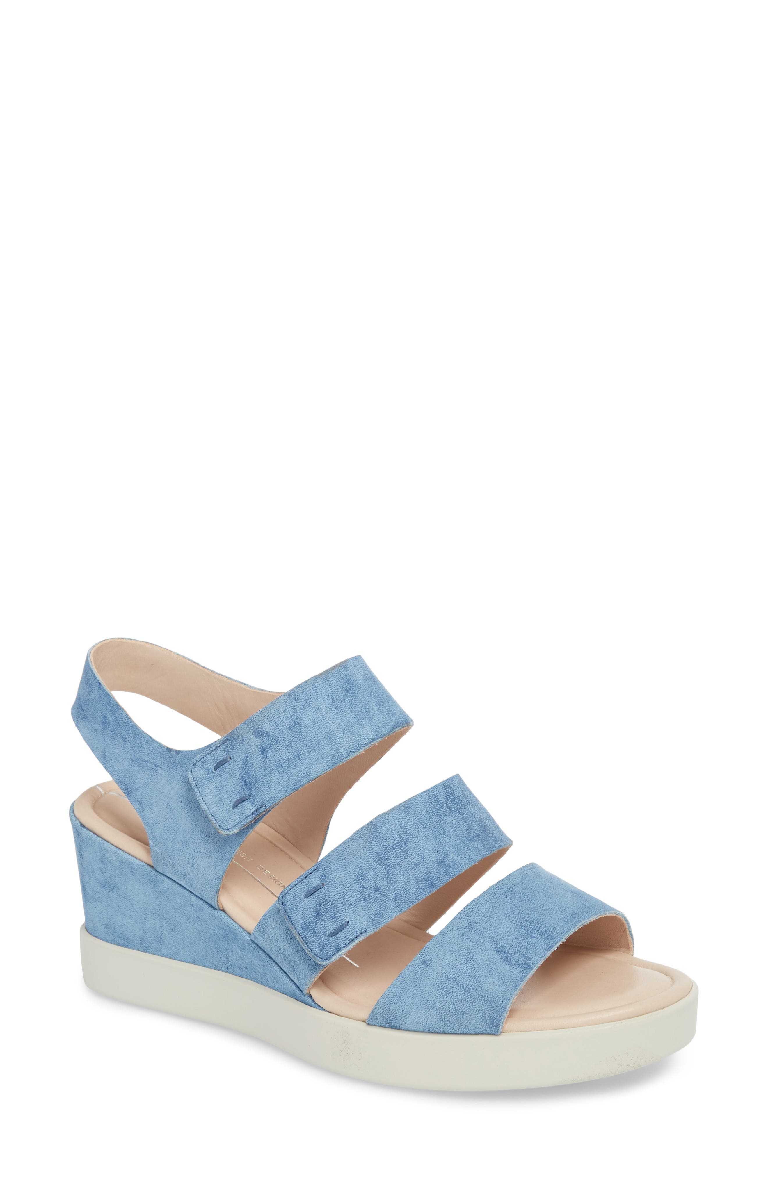 Ecco Shape Plateau Wedge Sandal, Blue