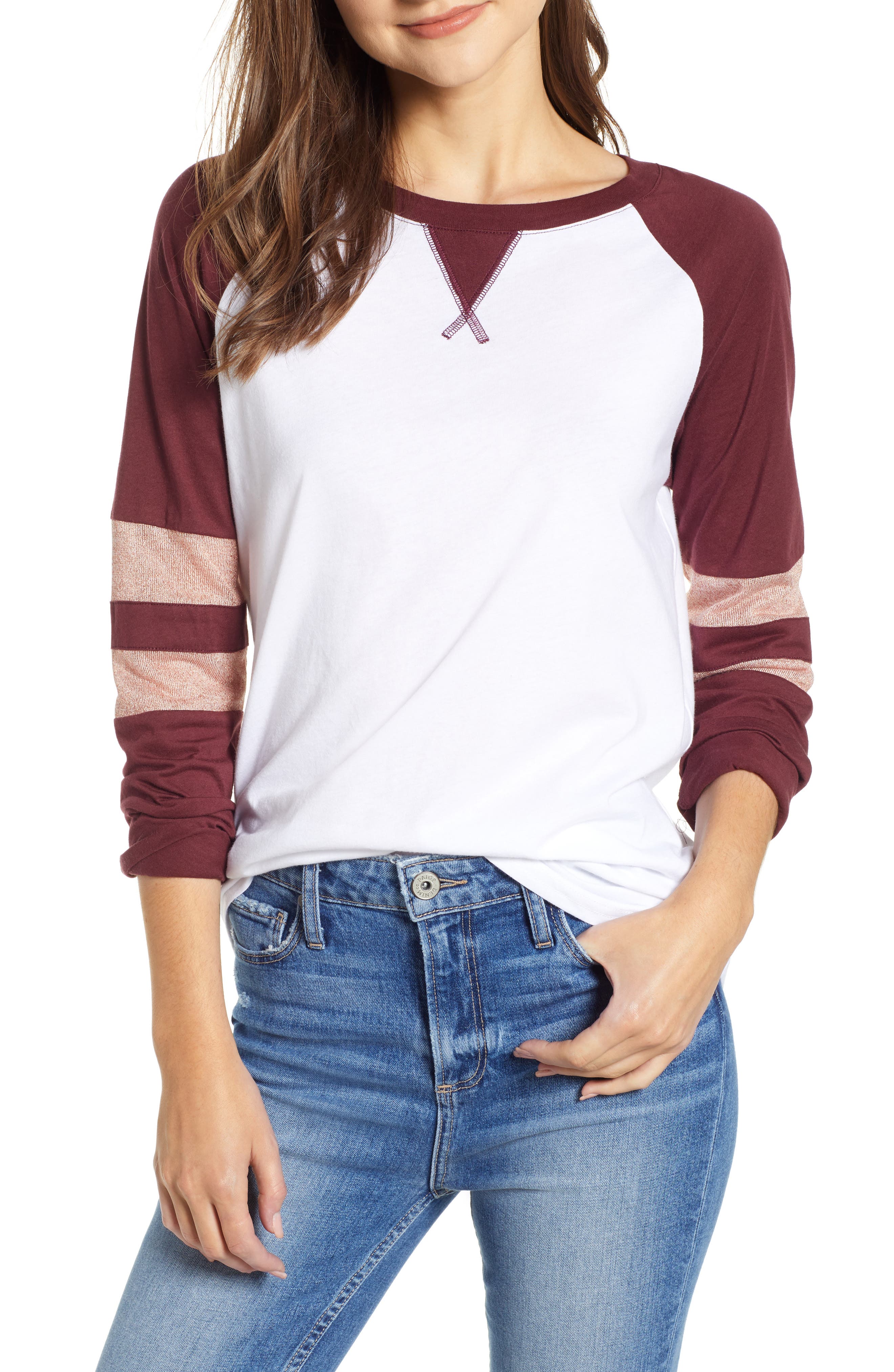 Treasure & Bond Colorblock Raglan Tee, White