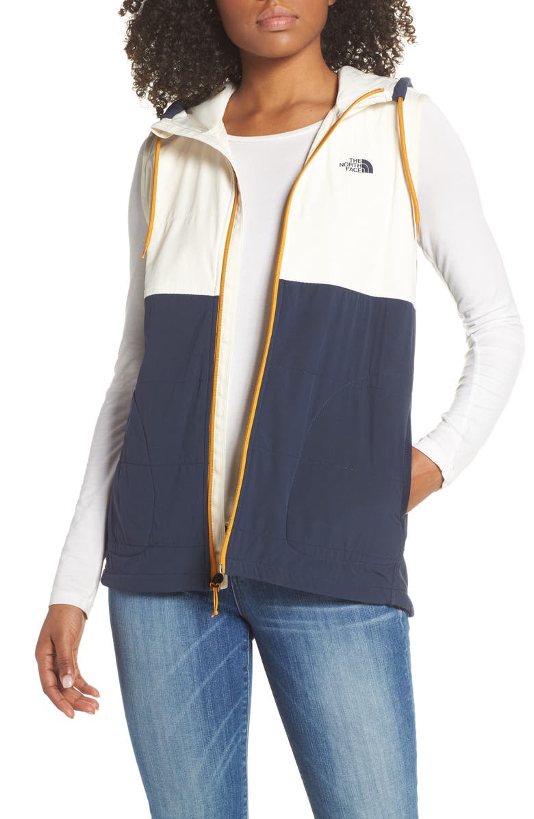 THE NORTH FACE Mountain Insulated Zip Hooded Vest, Main, color, URBAN NAVY MULTI