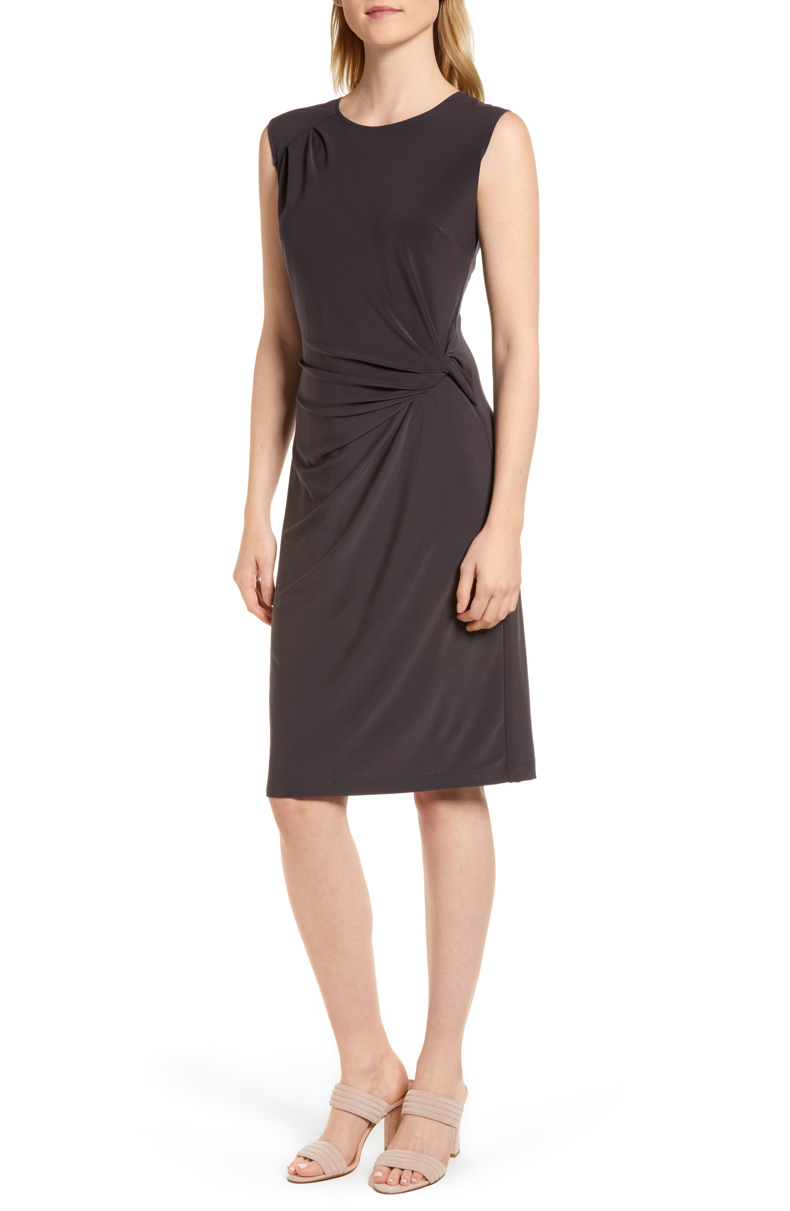 Nic+Zoe Twist Side Matte Jersey Dress, Grey