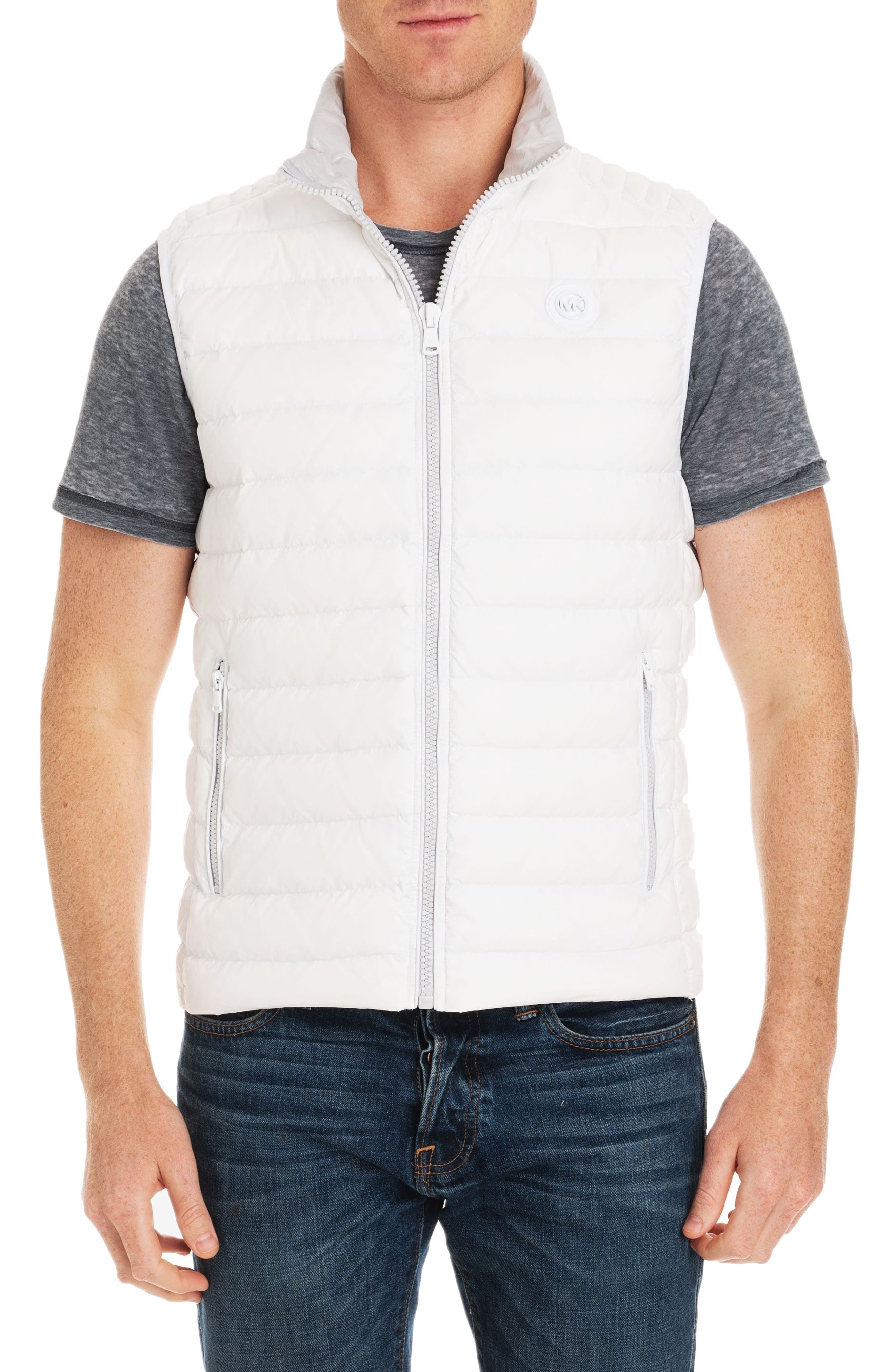 Michael Kors Slim Fit Packable Down Vest, White (Online Only)