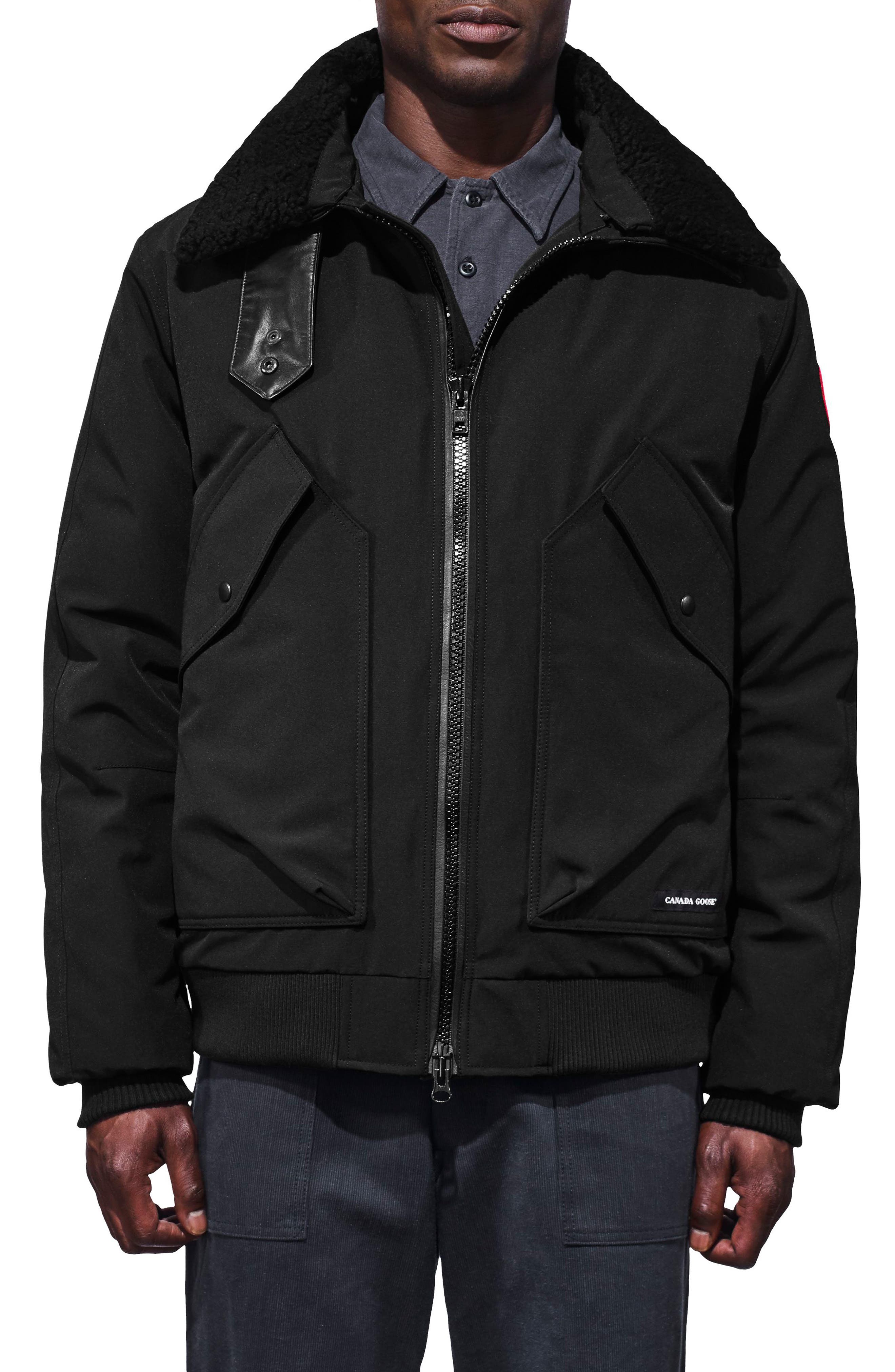 Canada Goose Bromley Slim Fit Down Bomber Jacket With Genuine Shearling Collar