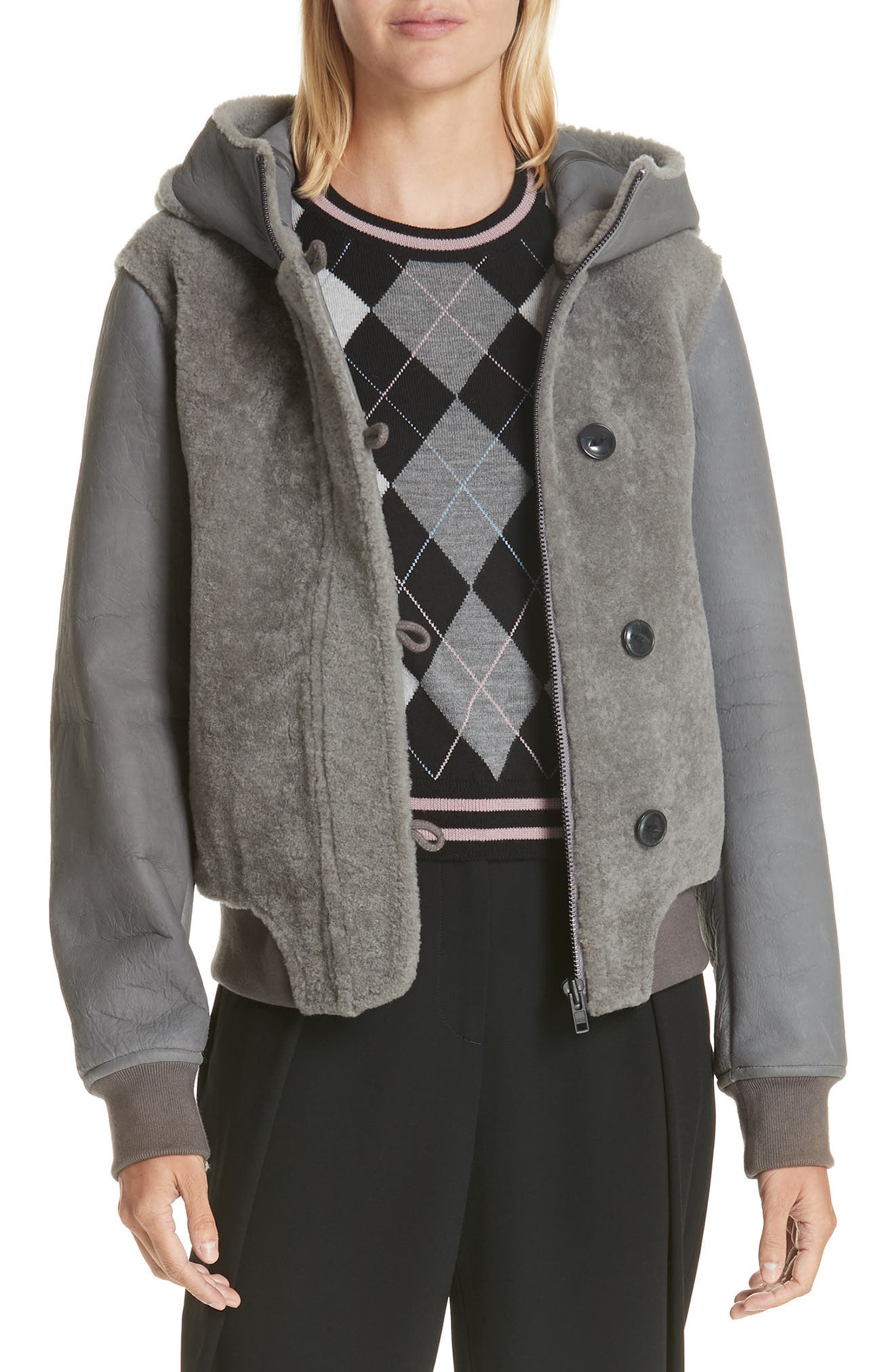 Rag & Bone Meesha Genuine Shearling Jacket, Grey