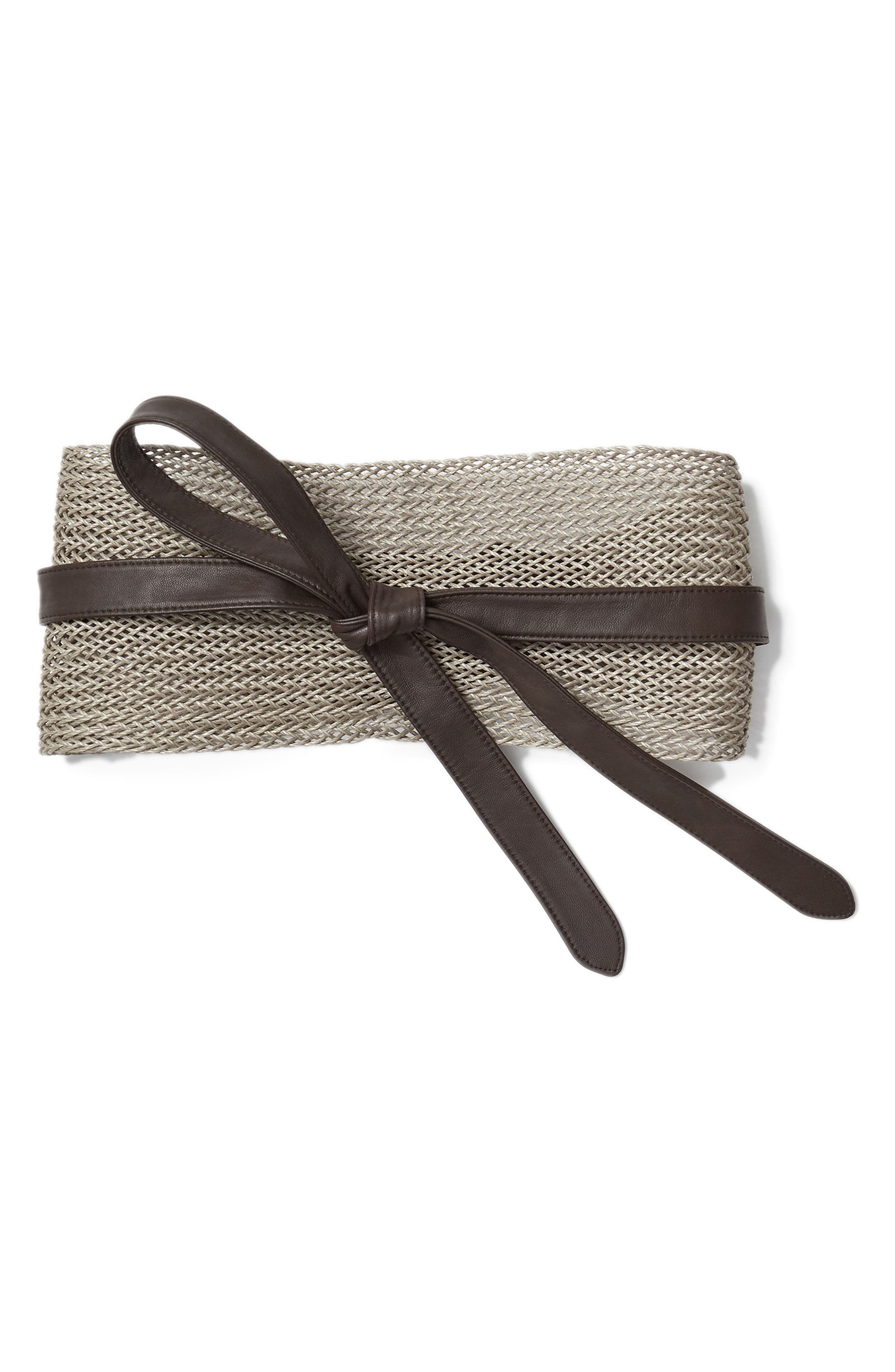 Lafayette 148 New York Obi Linen & Leather Belt