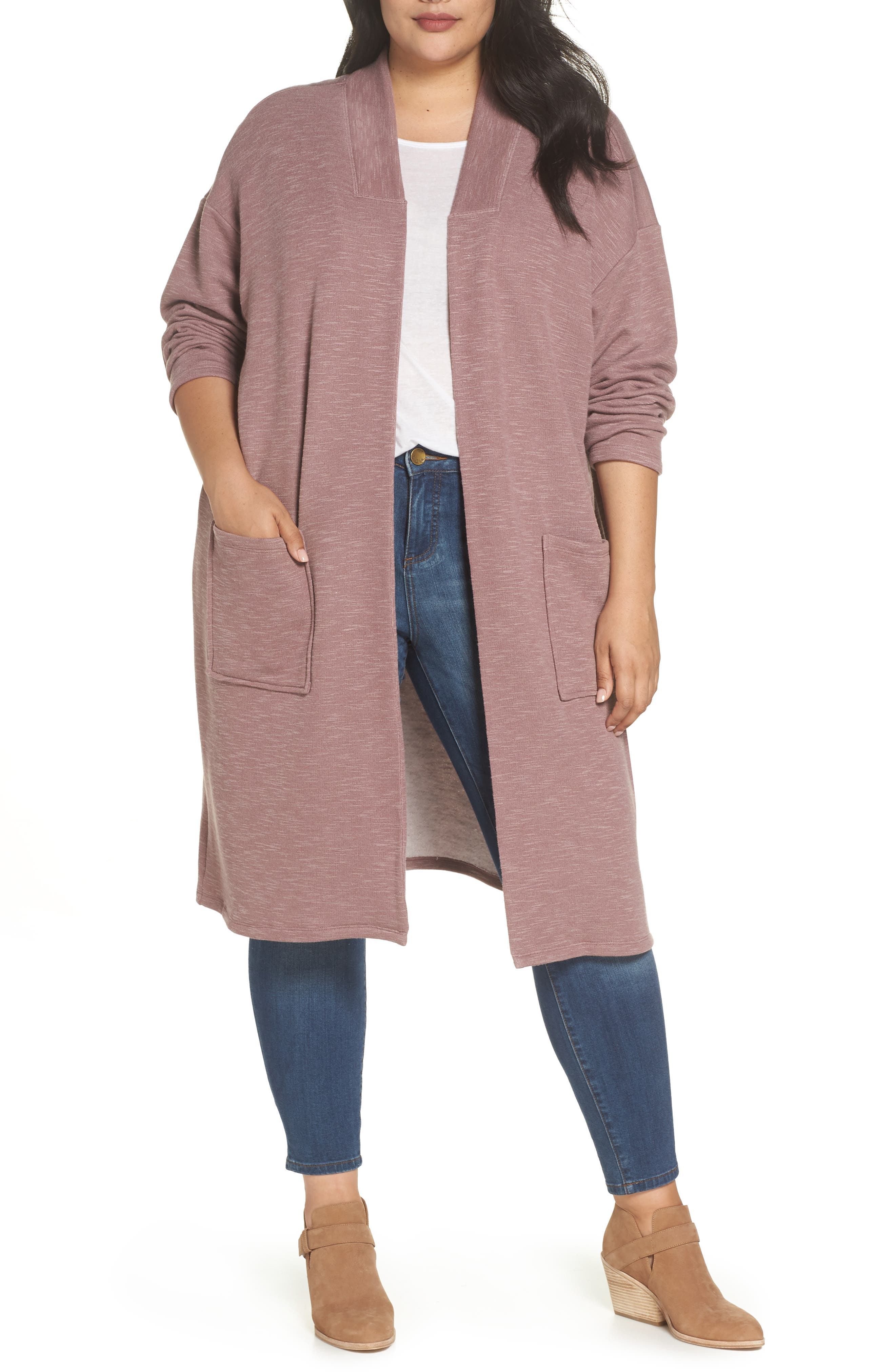 Plus Size Bobeau Cozy Cardigan, Pink