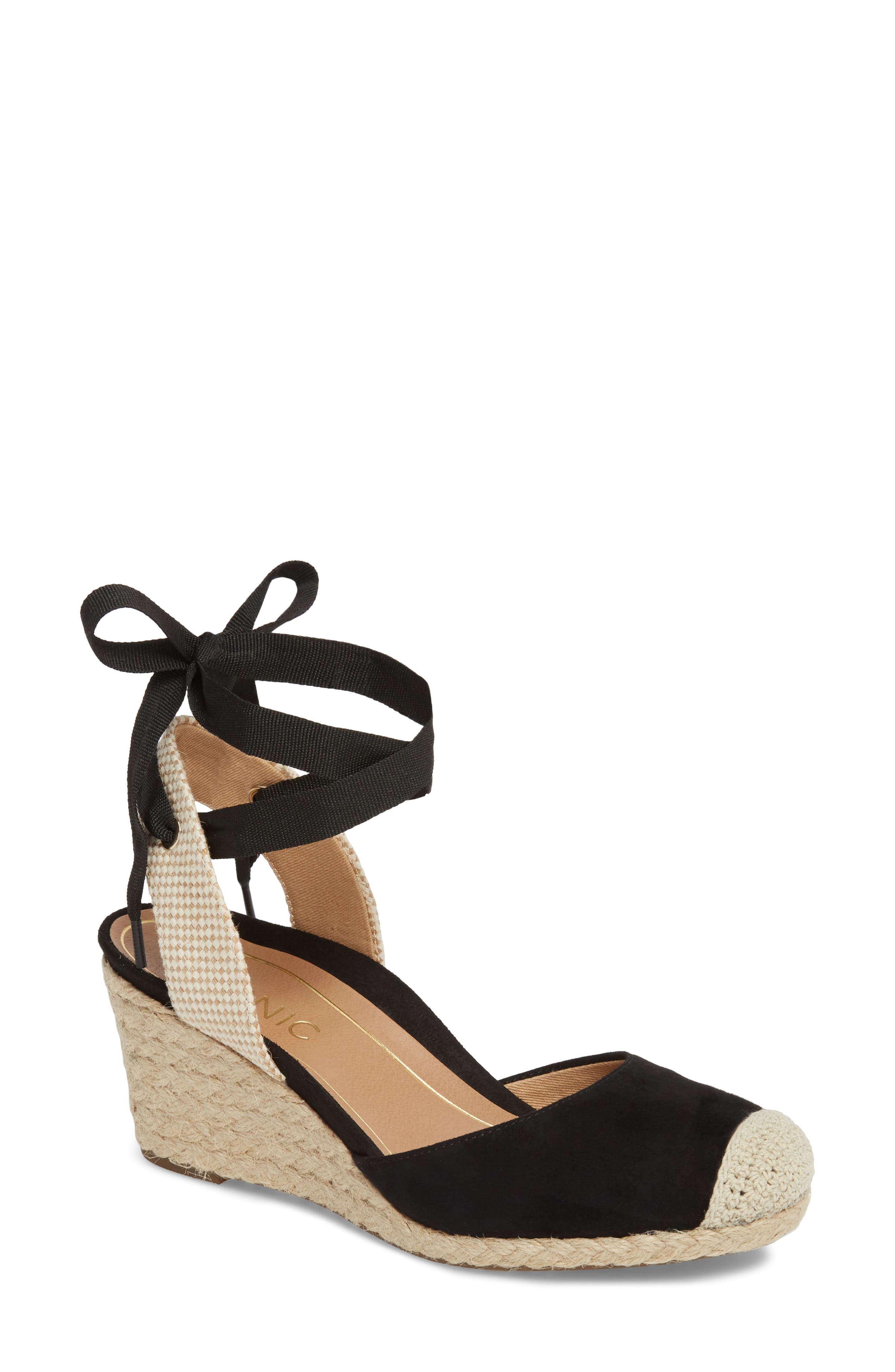 Vionic Maris Orthaheel Espadrille Wedge Sandal- Black