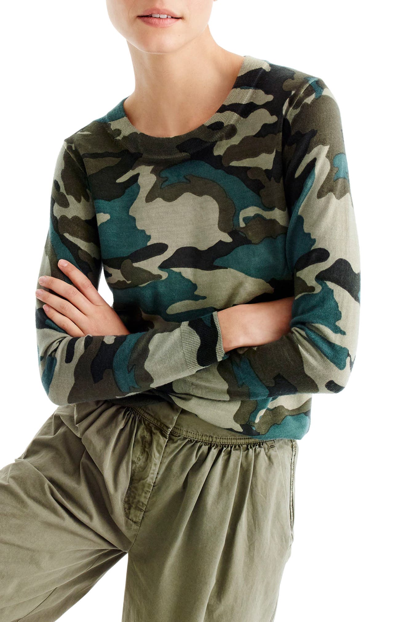 J.crew Camo Tippi Merino Wool Sweater