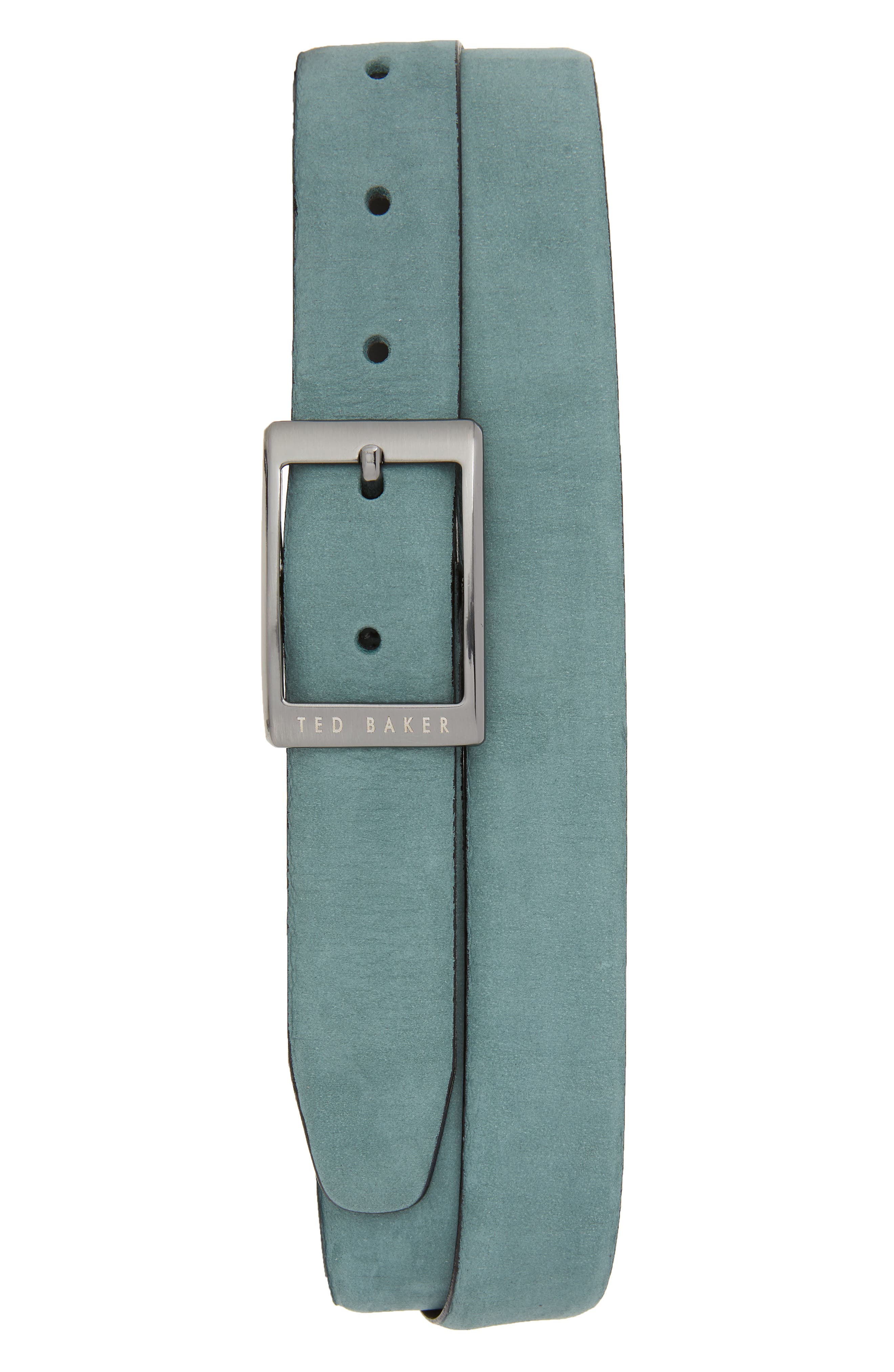 Ted Baker London Nubuck Leather Belt, Turquoise