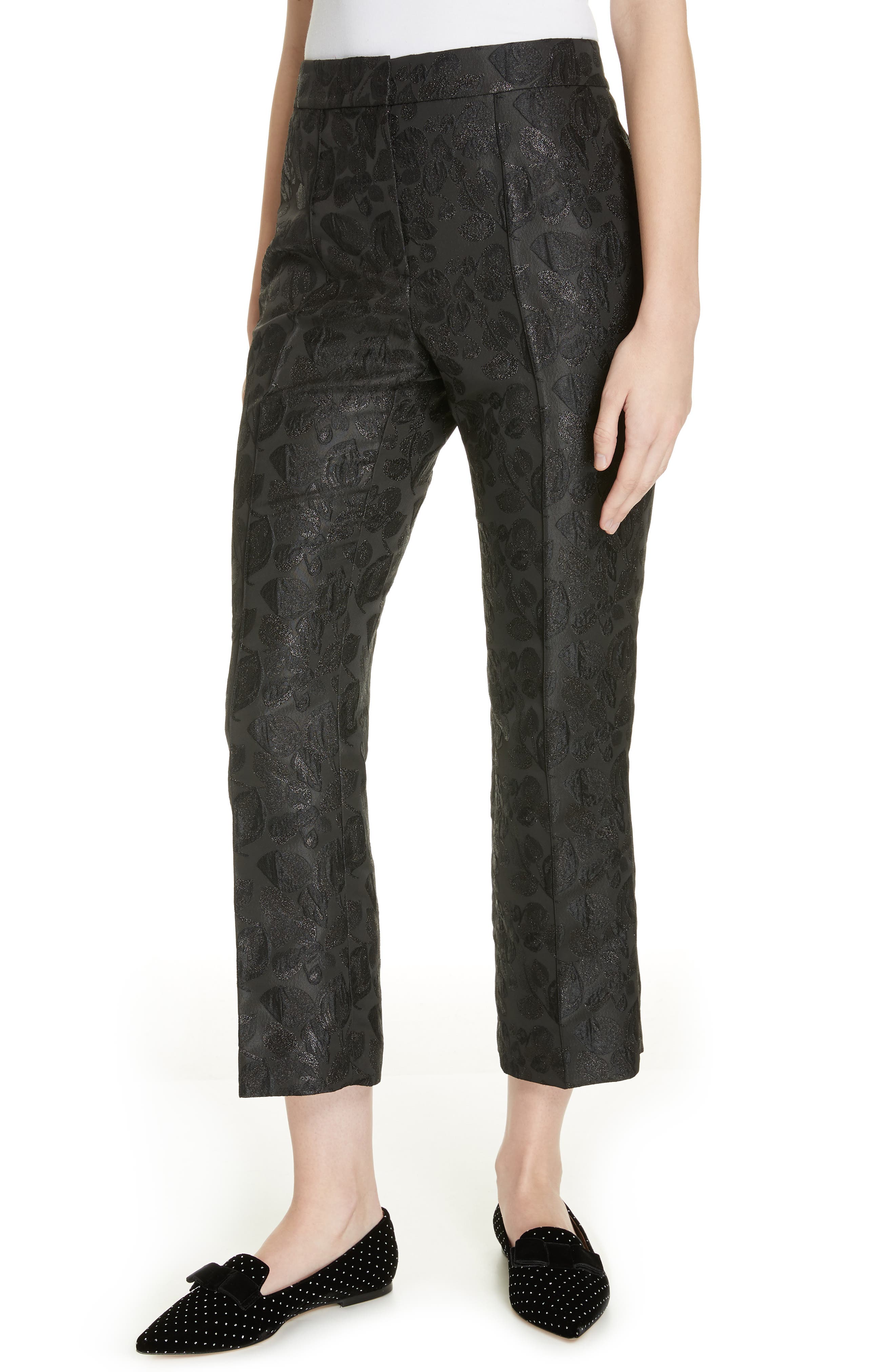 Kate Spade New York Metallic Tonal Jacquard Flare Pants
