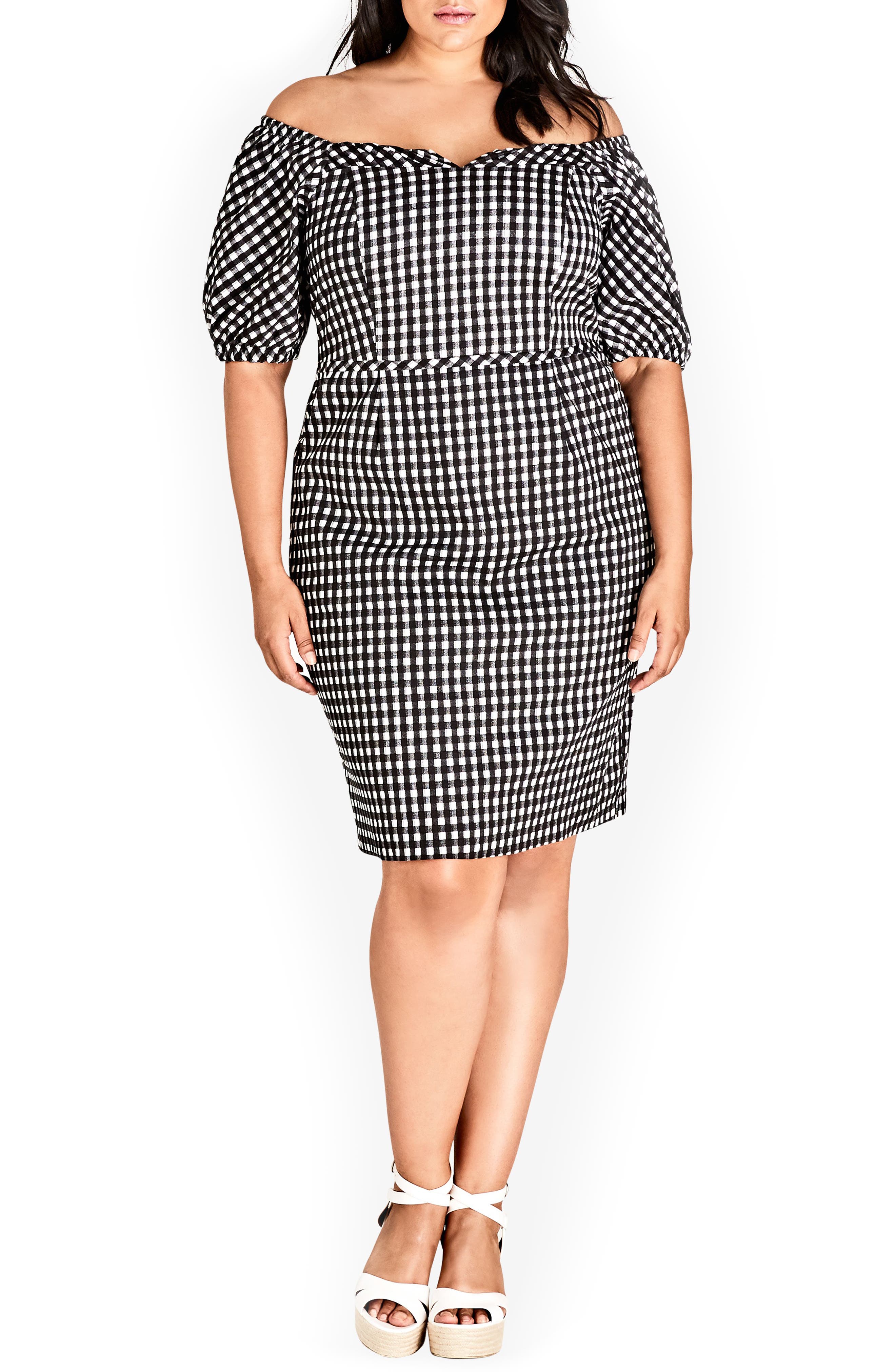 Plus Size City Chic Check Me Out Sheath Dress, Black